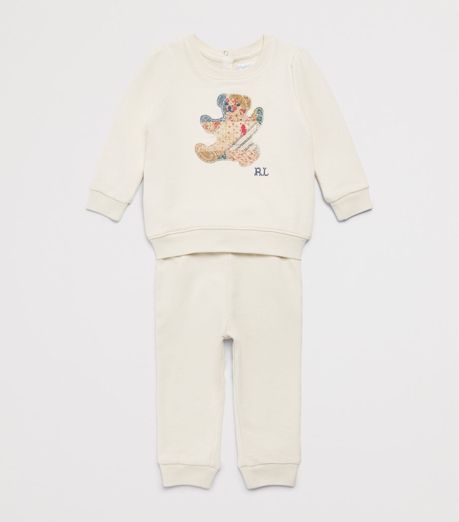Ralph Lauren Kids Cotton Sitting Bear Sweatshirt and Sweatpants Set (3-24 Months) Guide Cream Image 3