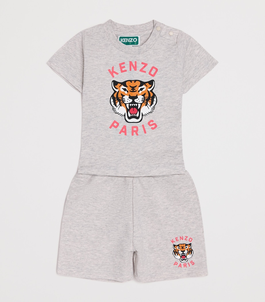 Cotton Tiger Graphic T-Shirt and Shorts Set (6 Months-4 Years) A16LGHT HEATHER GRAY Image 3