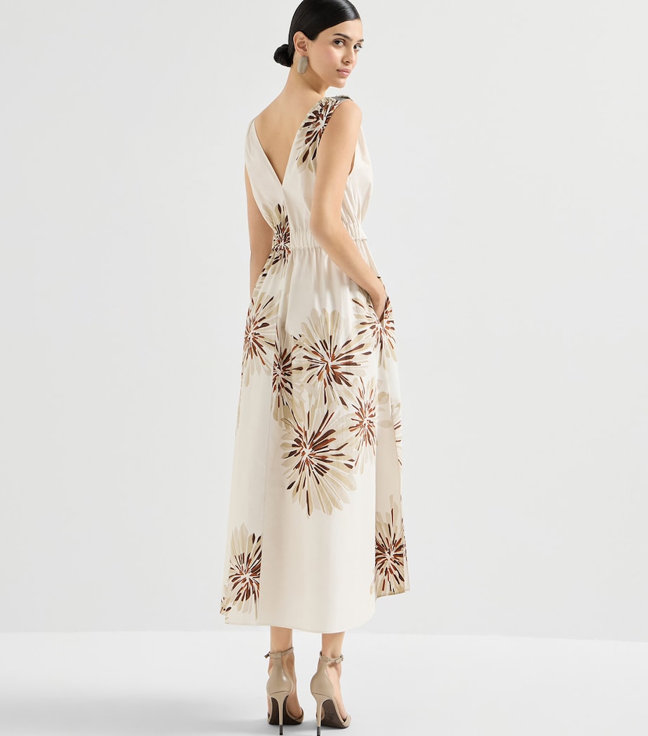 Brunello Cucinelli Womens Cotton Floral Midi Dress Image 5