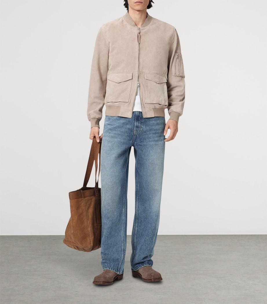 AllSaints Suede Rokko Bomber Jacket Pasilla Brown Image 5