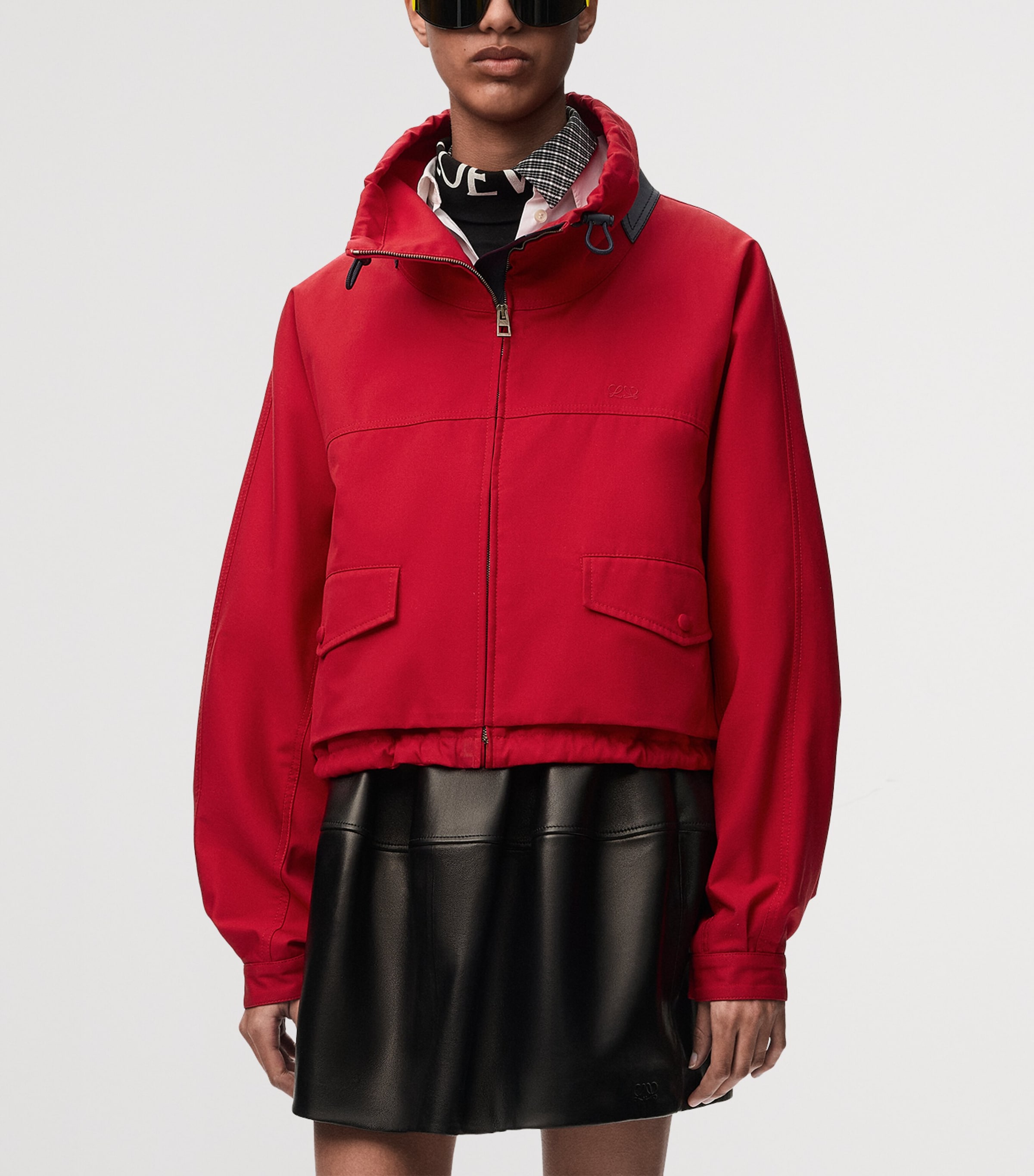 LOEWE Womens Cotton-Silk Bomber Jacket Red Image 3