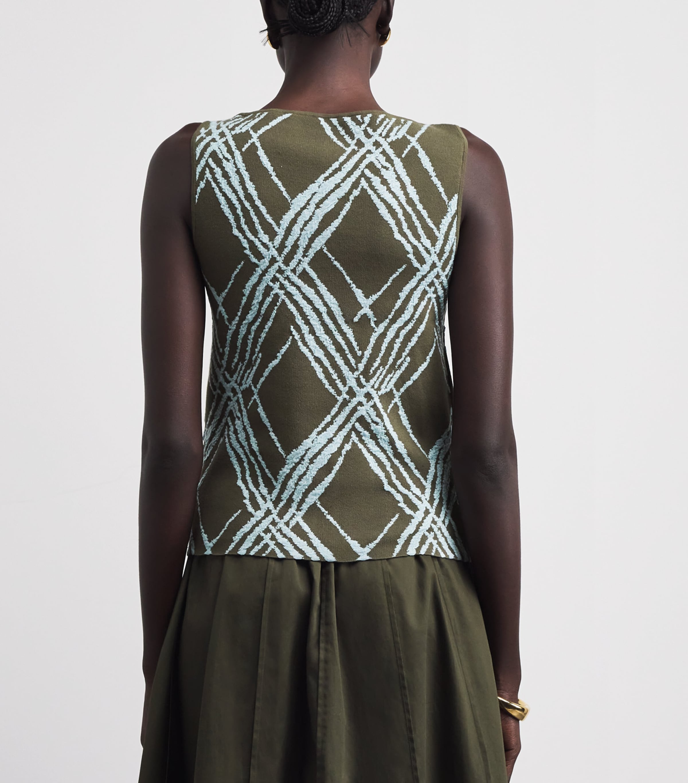 Joseph Womens Cotton-Blend Check Aouda Top Palm Leaf/chambray Image 5