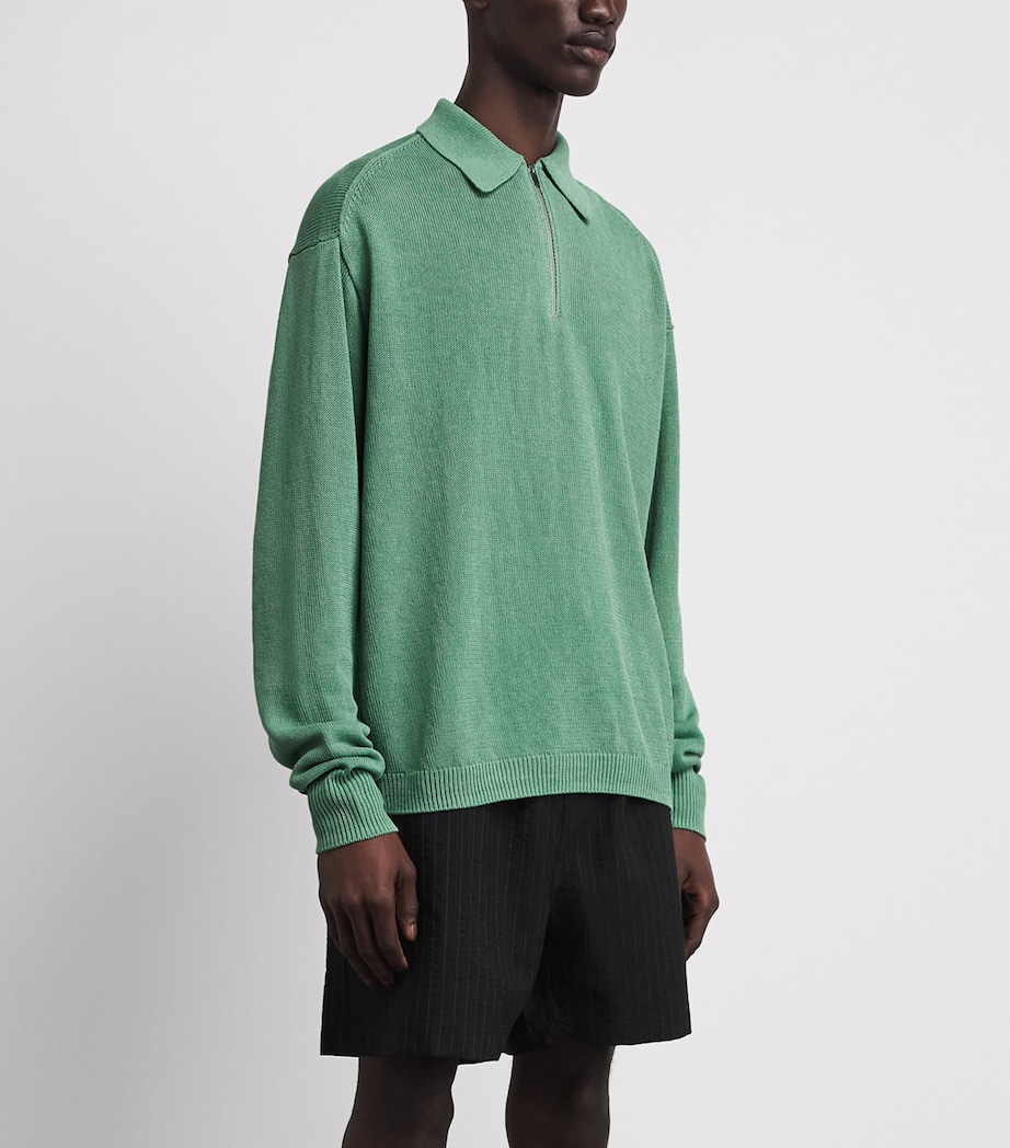 Studio Nicholson Mens Heddy Zip-Up Polo Sweater Apple Image 4