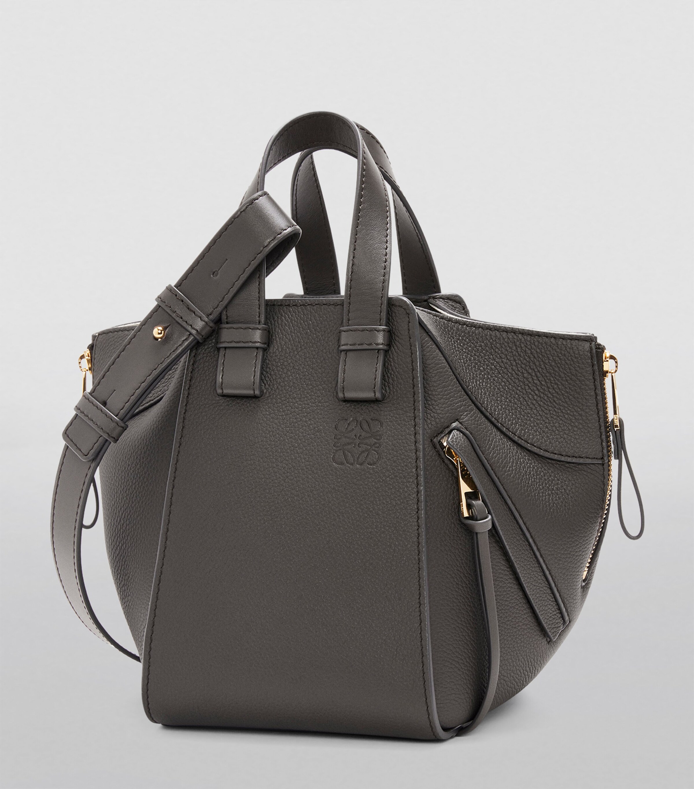 LOEWE Leather Hammock Top-Handle Bag Dark Grey Image 4