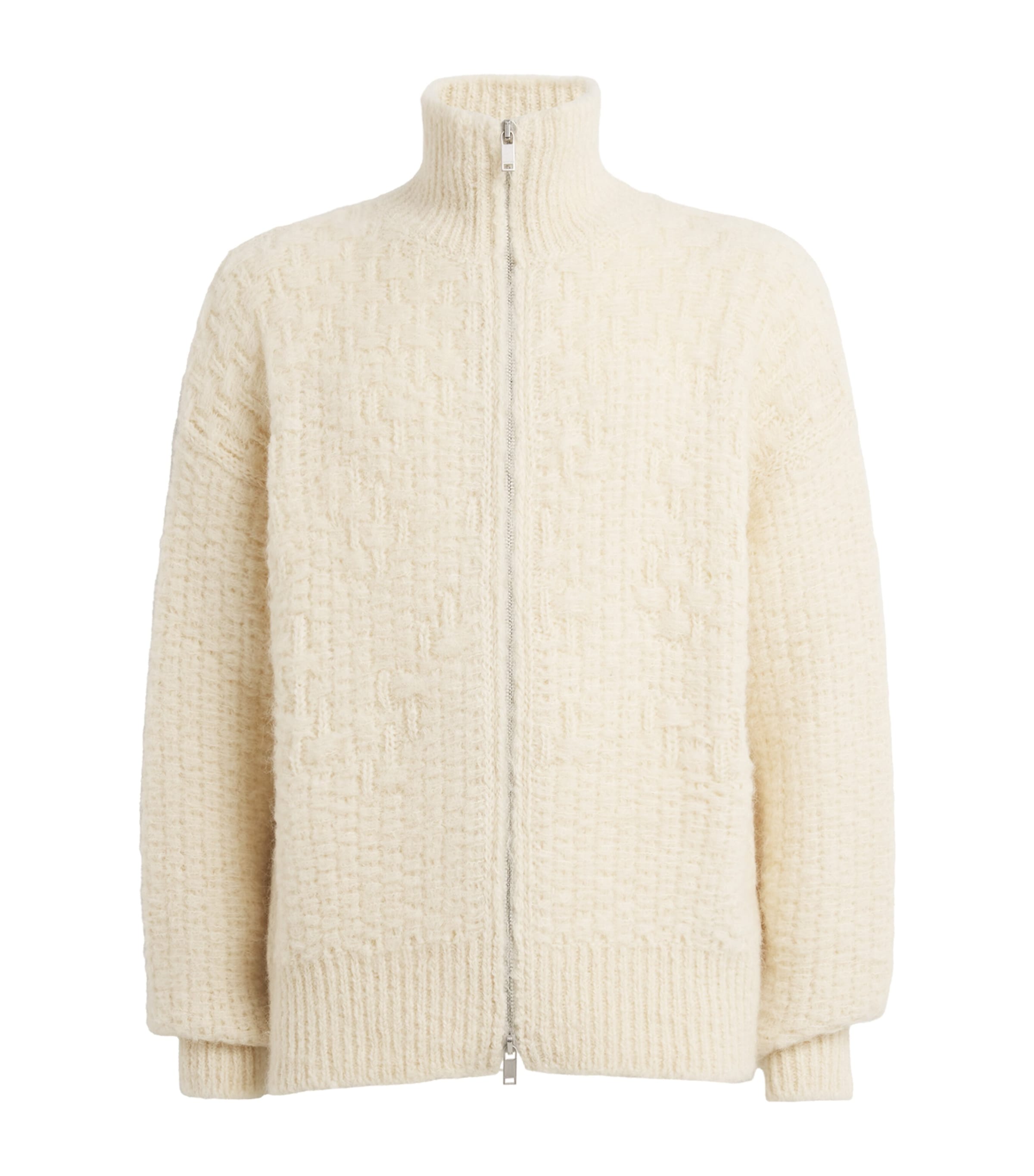 Jil Sander Mohair-alpaca-blend Zip-up Cardigan In Beige