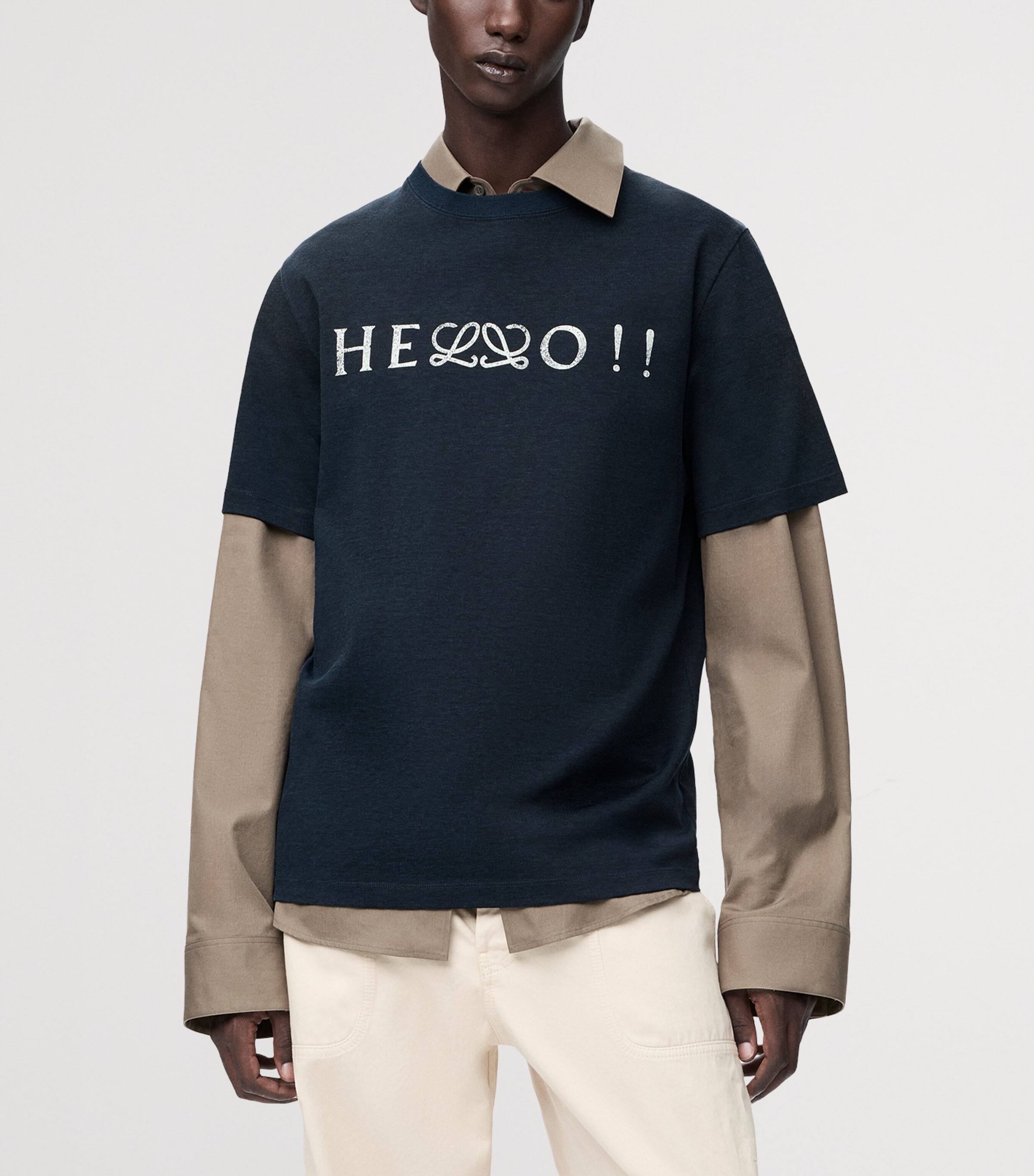 Cotton-Blend Anagram T-Shirt NAVY BLUE Image 3