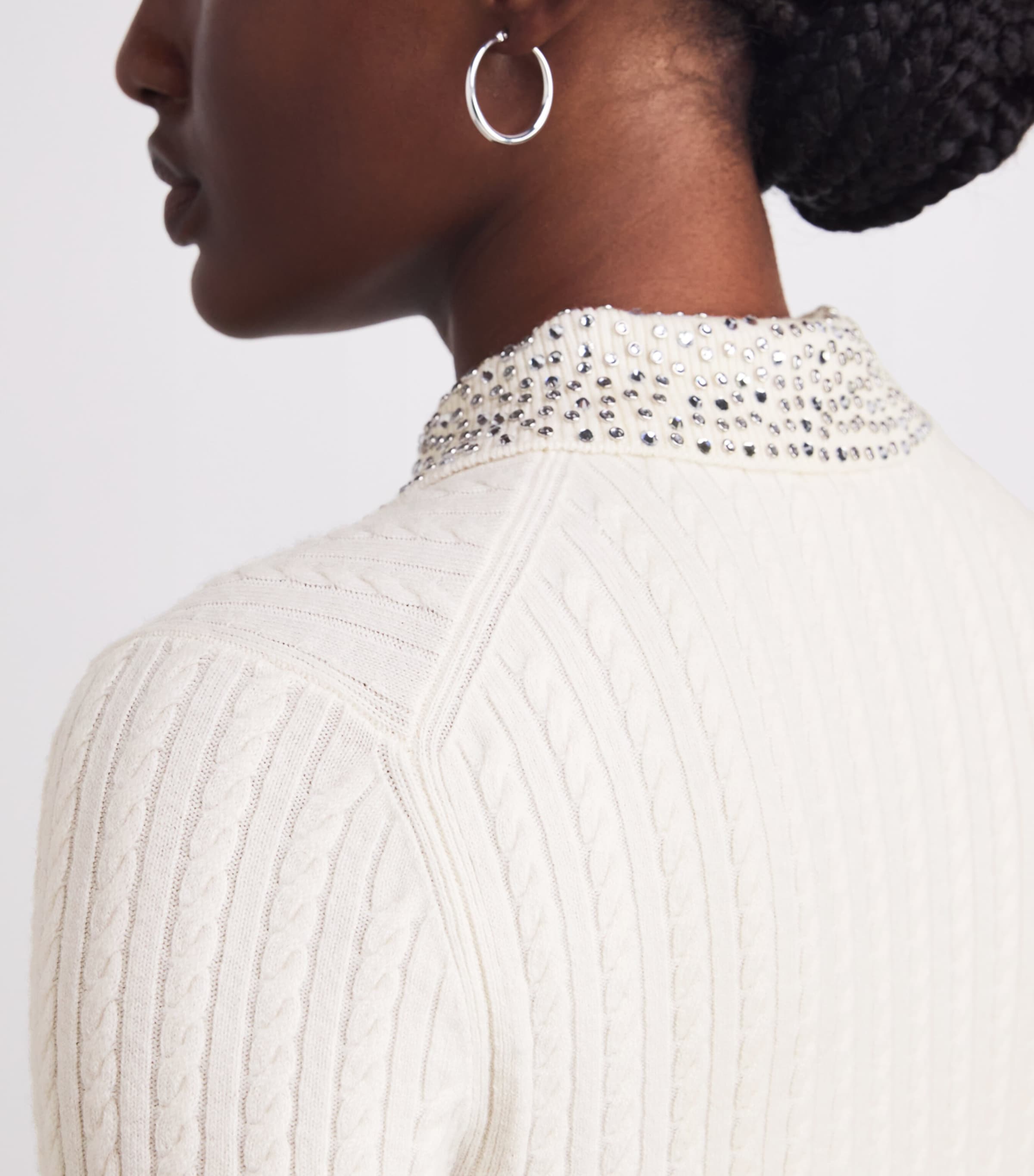 Wool Embellished Cardigan ECRU Image 6