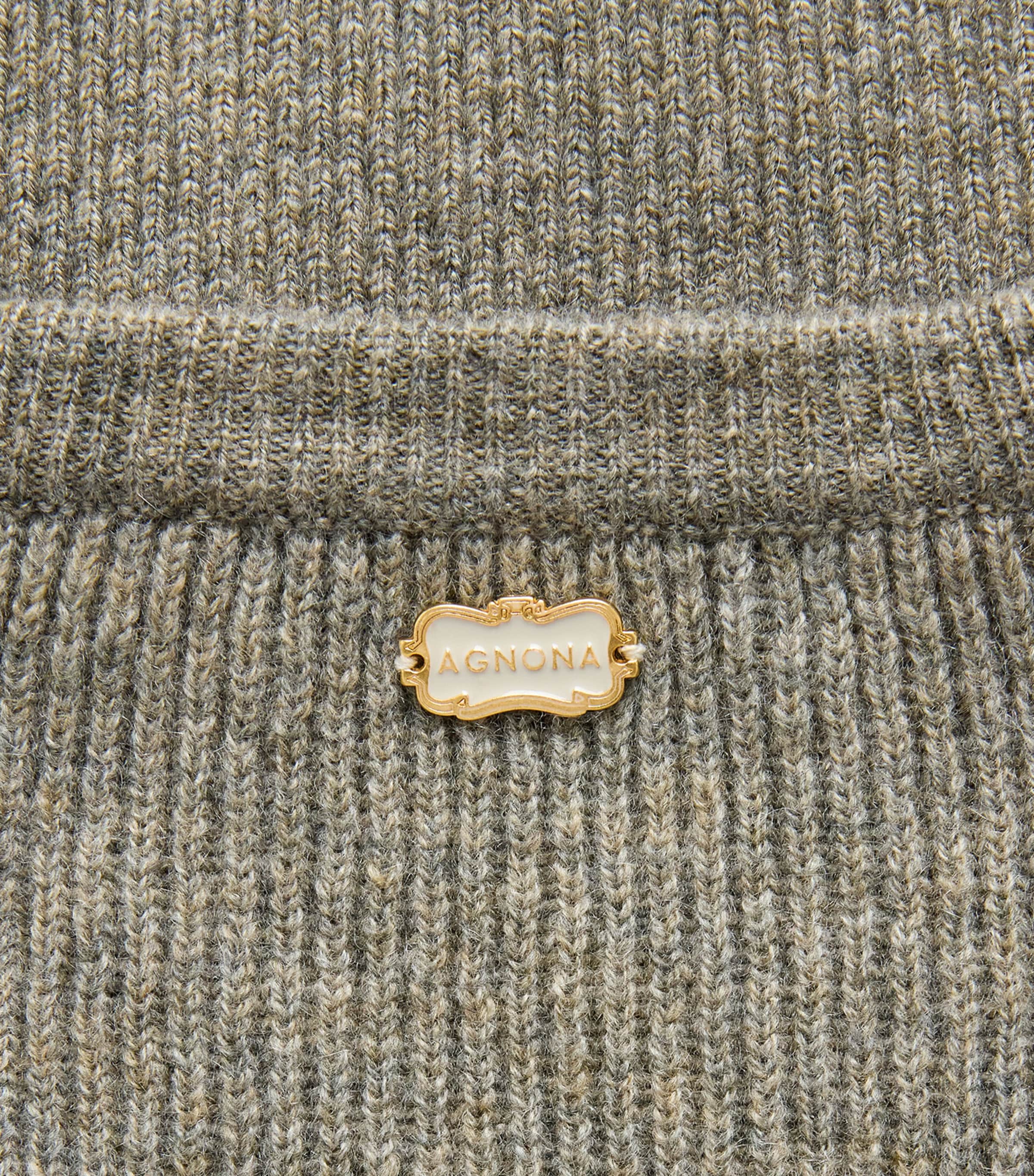 Agnona Womens Cashmere V-Neck Sweater Warm Grey Sand Image 6