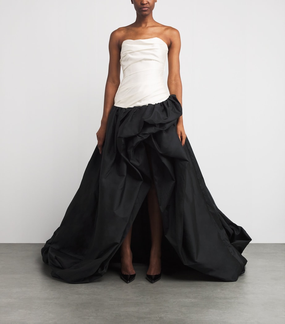 Mikado-Taffeta Strapless Gown WHITE-BLACK Image 2