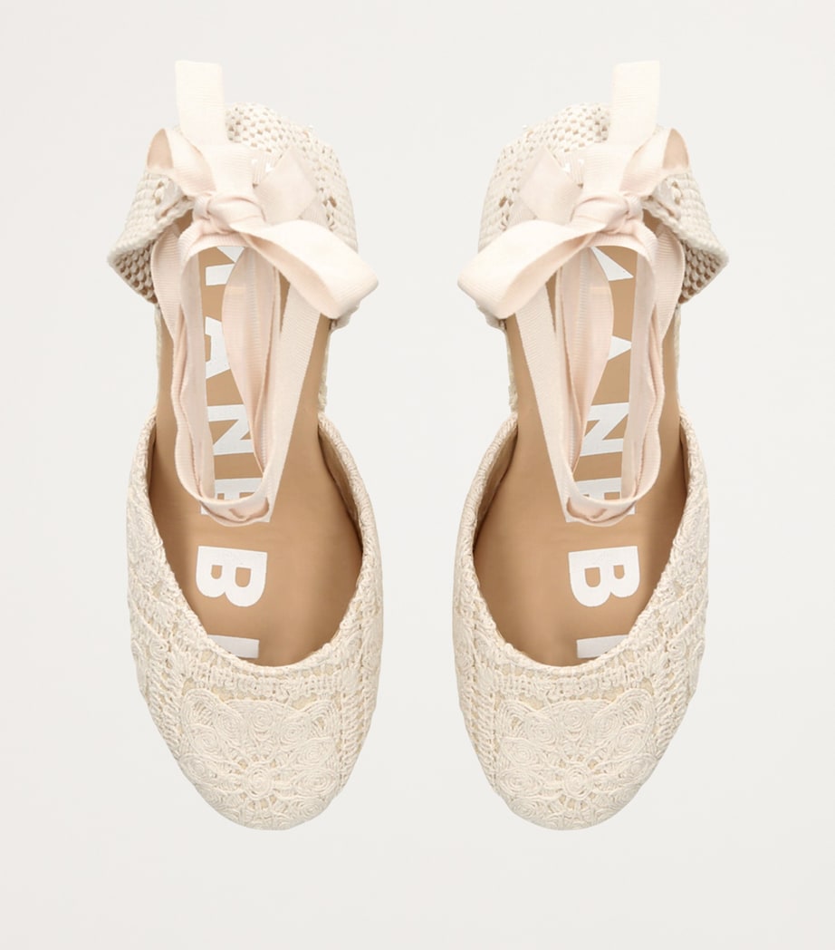 Manebi Cotton Yucatan Espadrille Wedge Sandals 100 Bone Image 4
