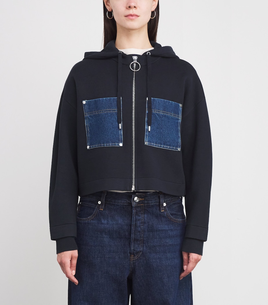 Zip-Up Hoodie NAVY BLUE Image 3