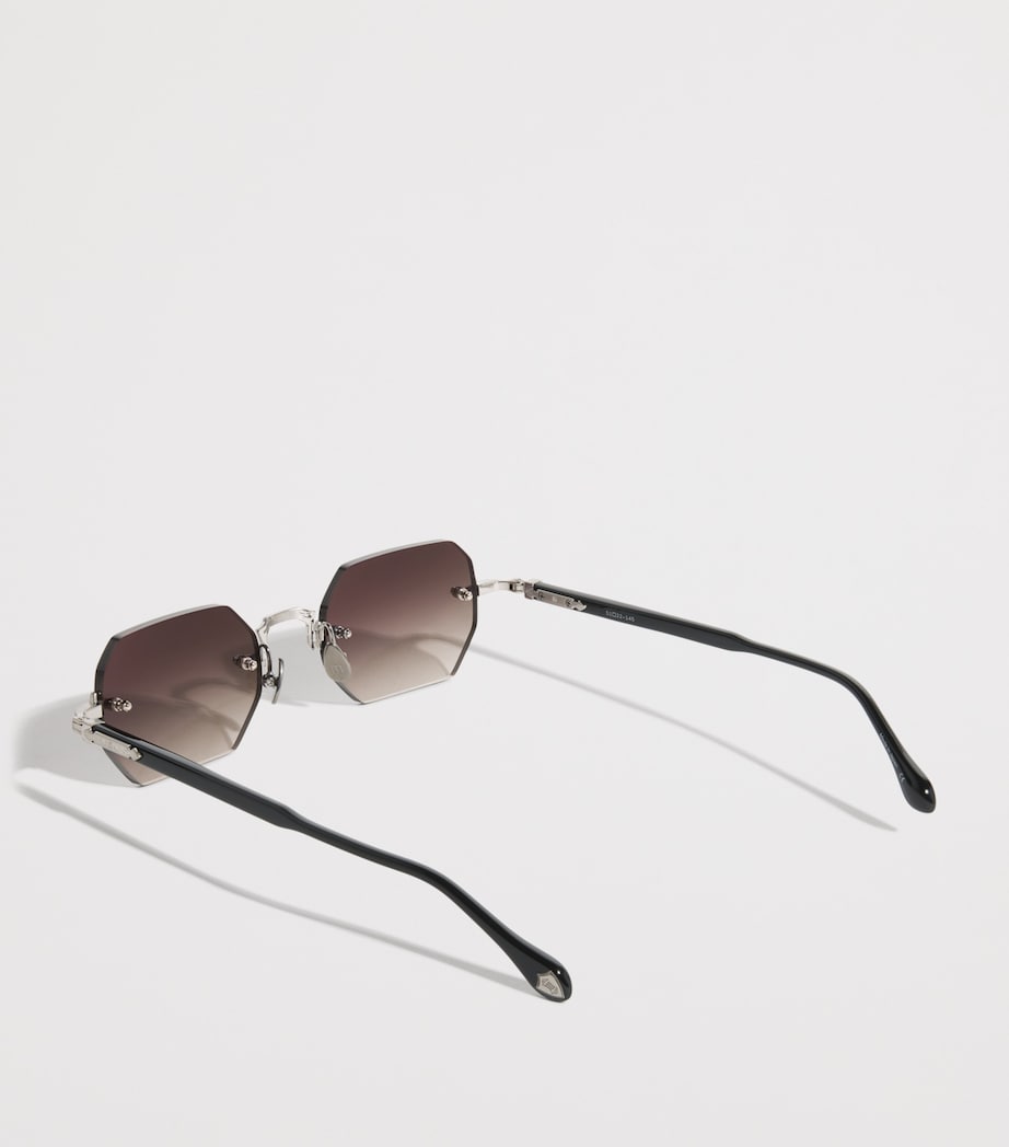 Matsuda M5010 Octagonal Sunglasses Brushed Slvr Blk Gry Image 3