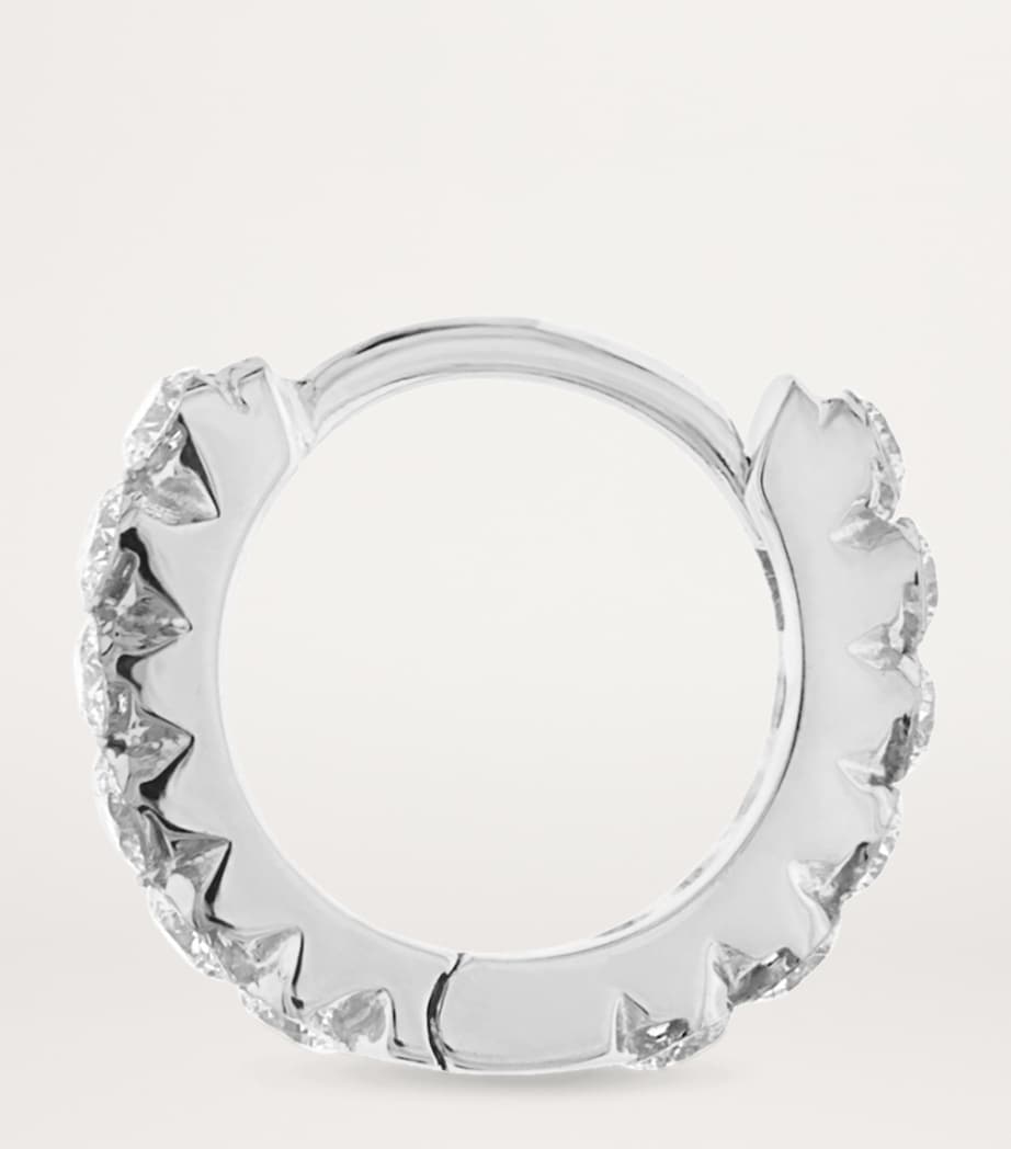 White Gold Invisible Set Diamond Eternity Hoop Earring (6.5mm) WHITE GOLD Image 3