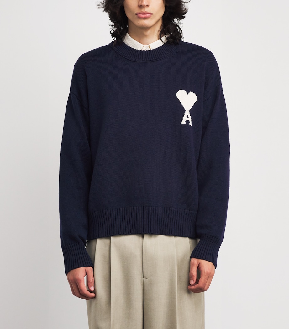 Wool-Cotton Ami de Coeur Sweater A116 ENCRE/ECRU Image 3