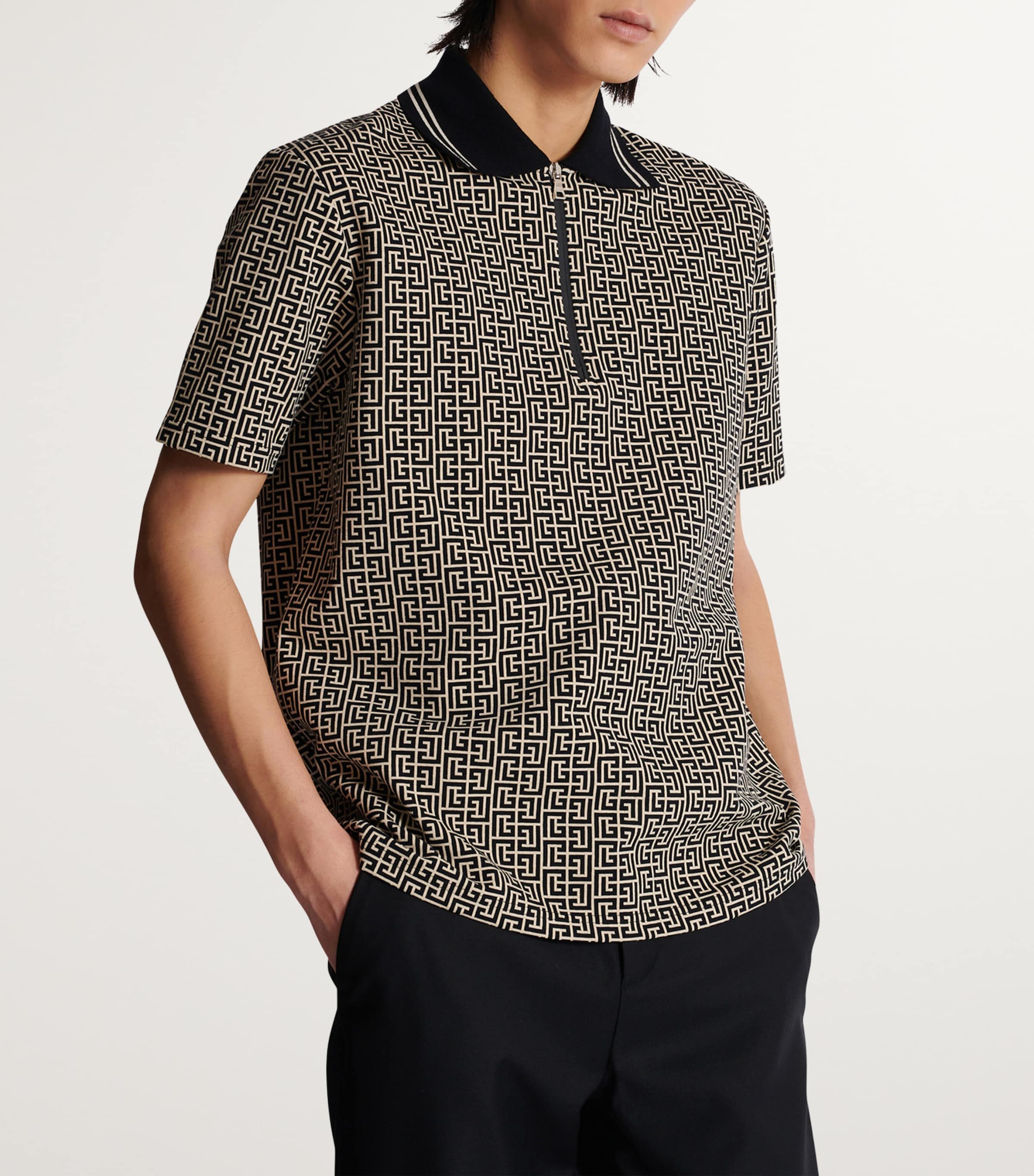 Virgin Wool PB Labyrinth Polo Shirt GFE IVOIRE/NOIR Image 5