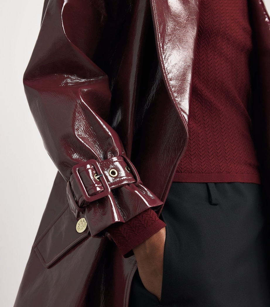 Faux Leather Nevada Trench Coat I606 OXBLOOD Image 6