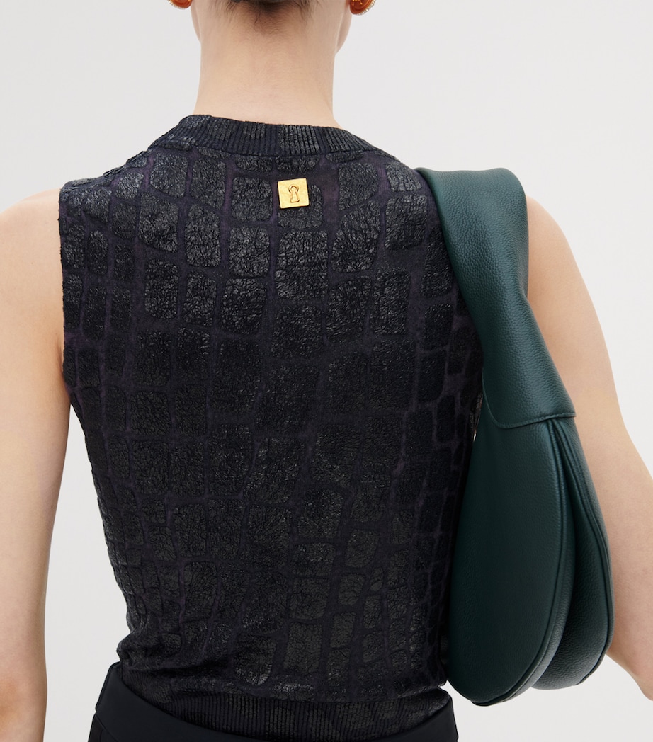 Schiaparelli Leather Soufflé Baguette Shoulder Bag Dark Green Image 4
