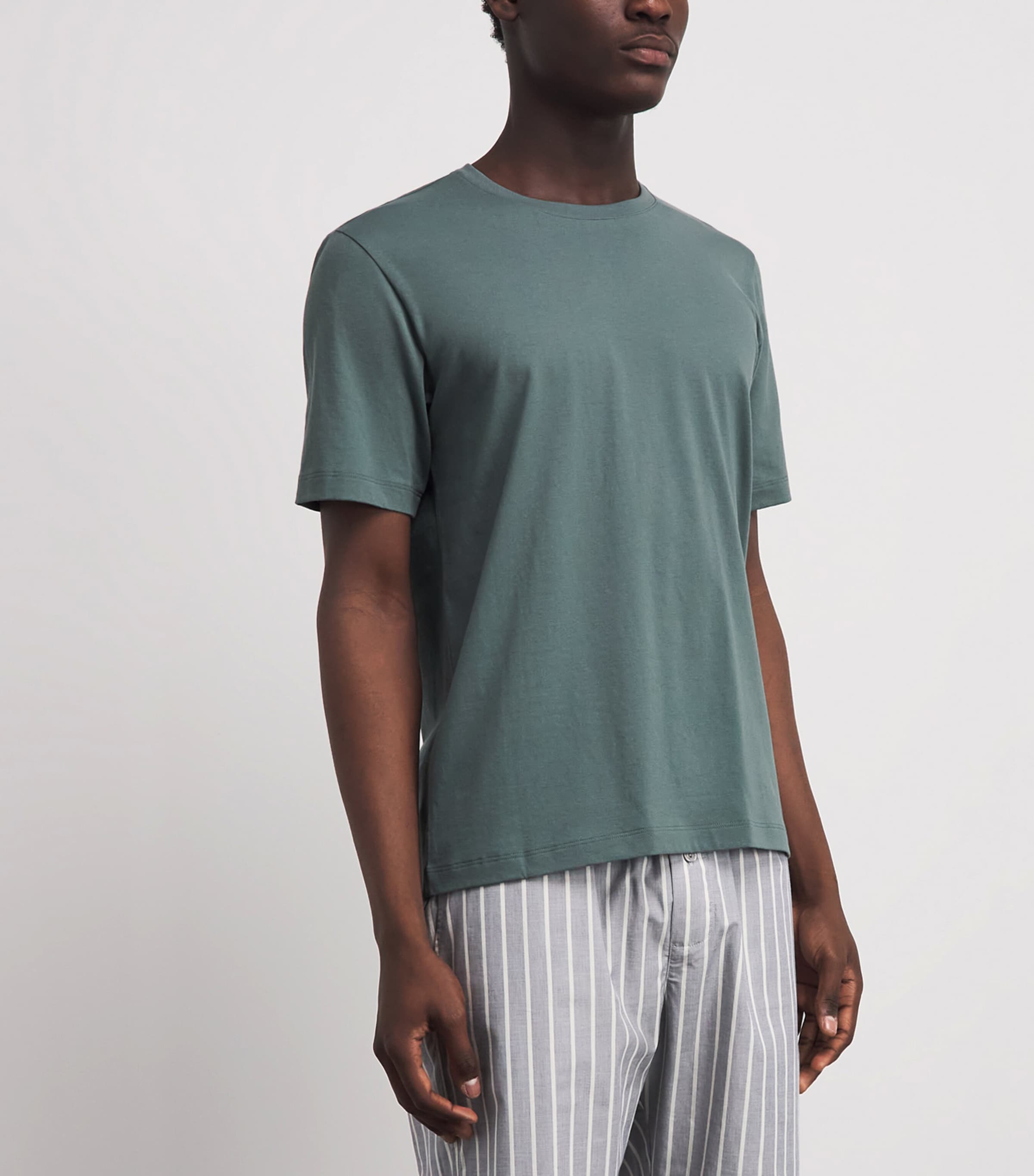 Hanro Mens Cotton Living Crew-Neck T-Shirt Studio Green Image 4