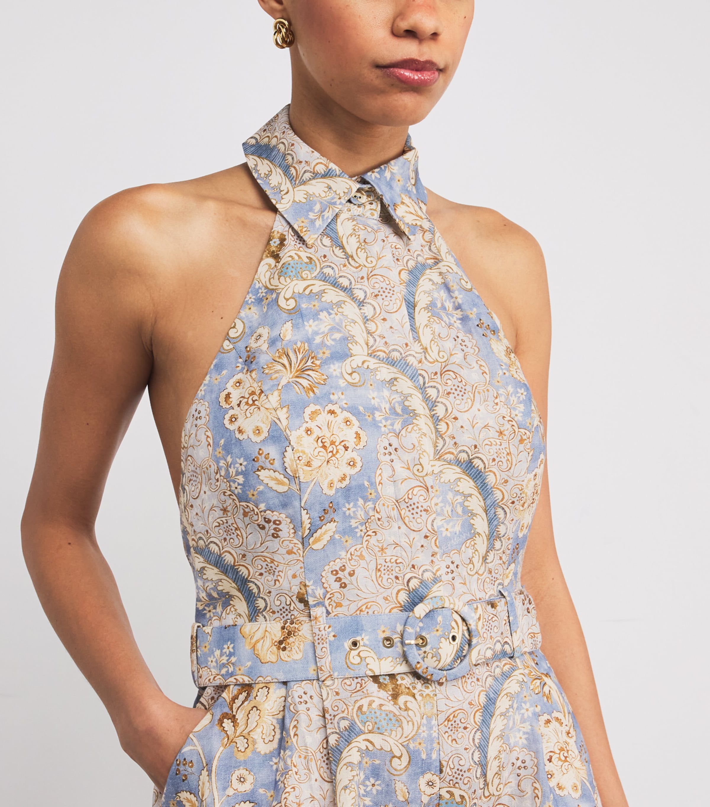 Linen Awaken Playsuit DAMASK DENIMDMDM Image 4