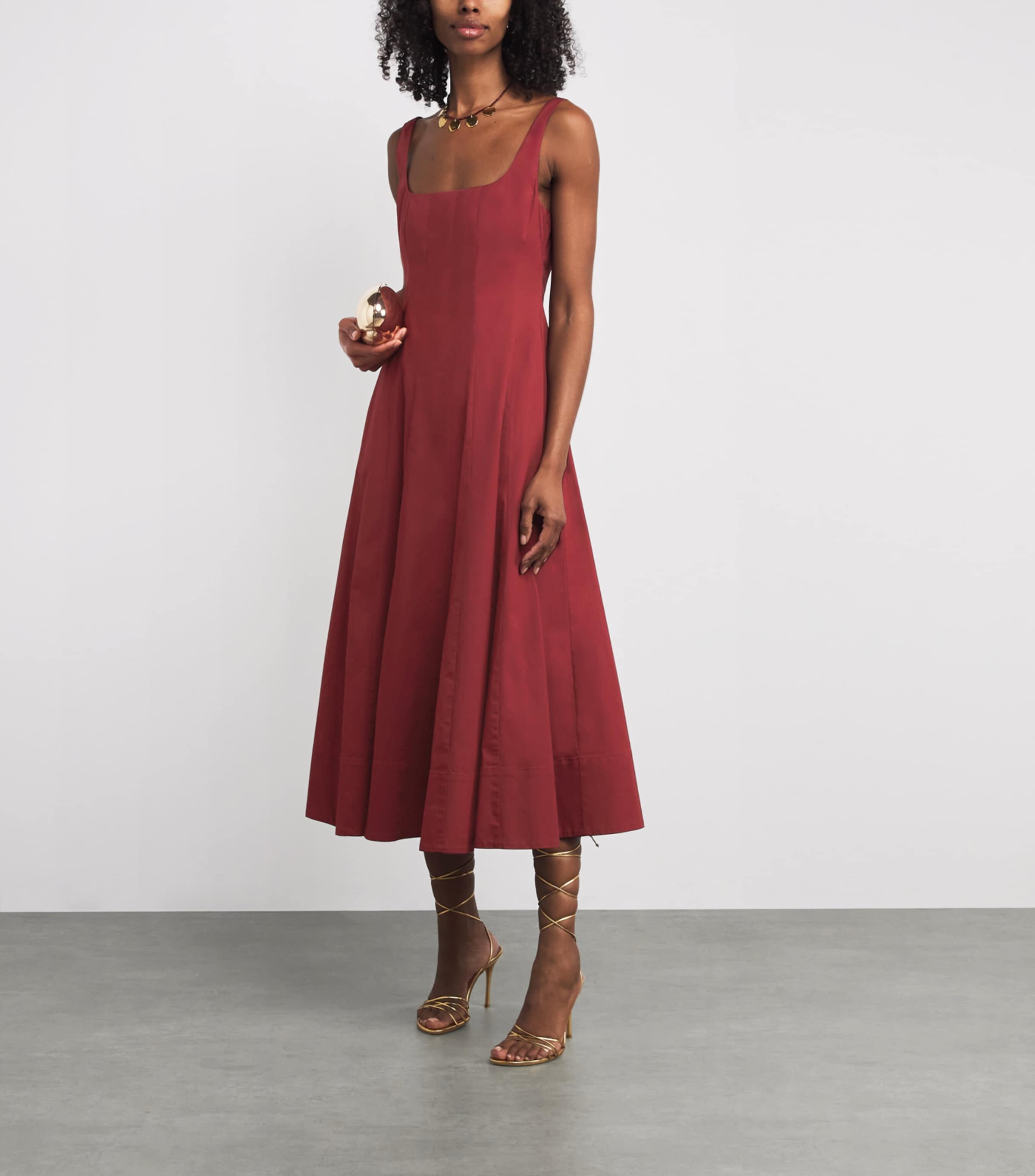 Stretch-Cotton Wells Midi Dress SANG SANGRIA Image 2