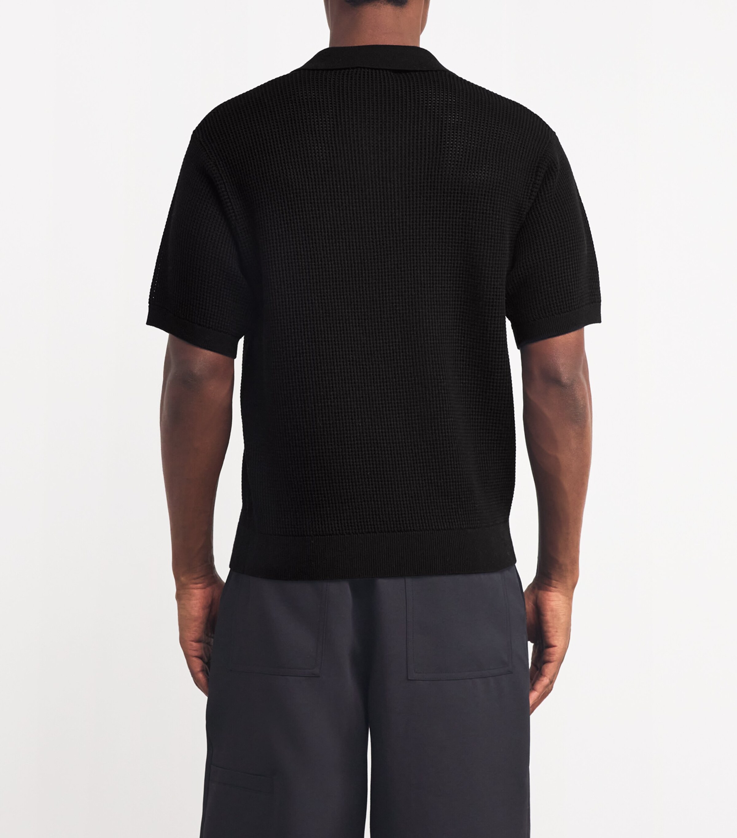 FRAME Mens Wool-Blend Polo Shirt Black Image 4