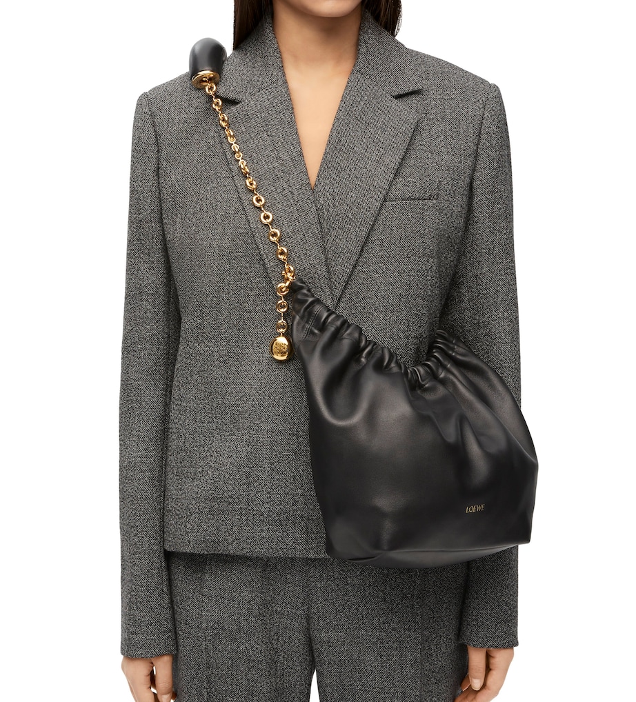 Small Leather Squeeze Top-Handle Bag BLACK Image 11