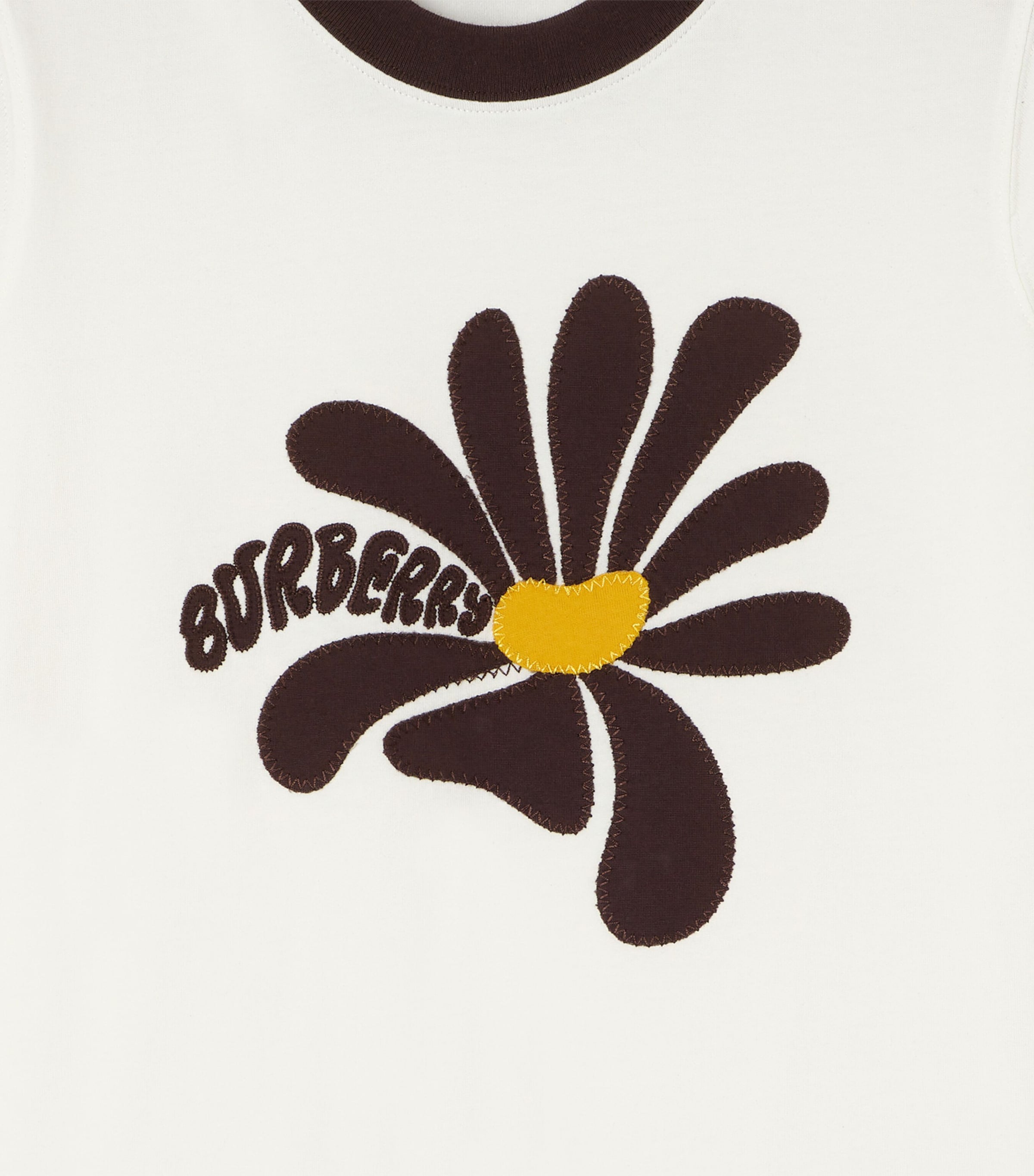 Burberry Womens Cotton Embroidered Daisy T-Shirt Chalk Image 2