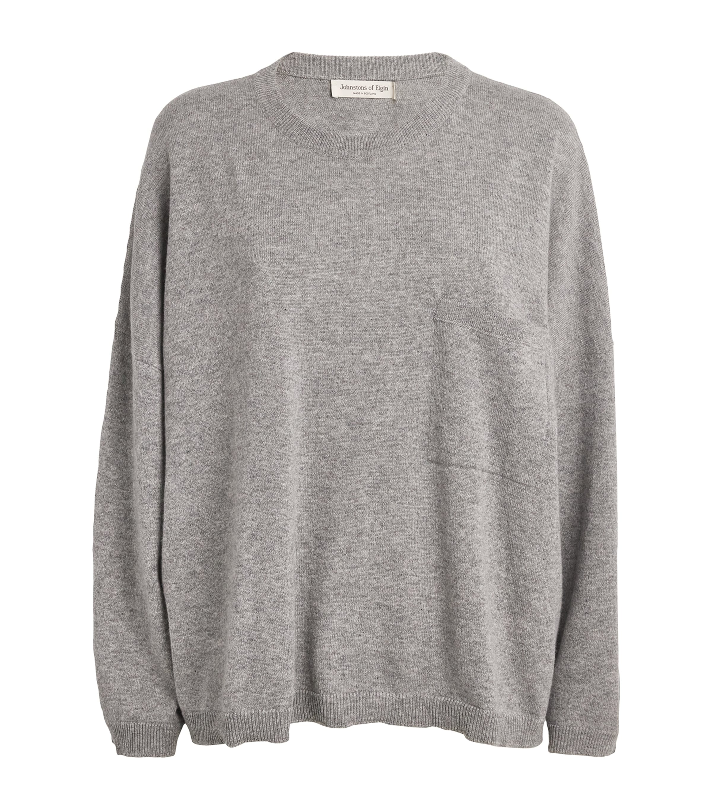 Johnstons Of Elgin Cashmere Oversized Sweater In Gray