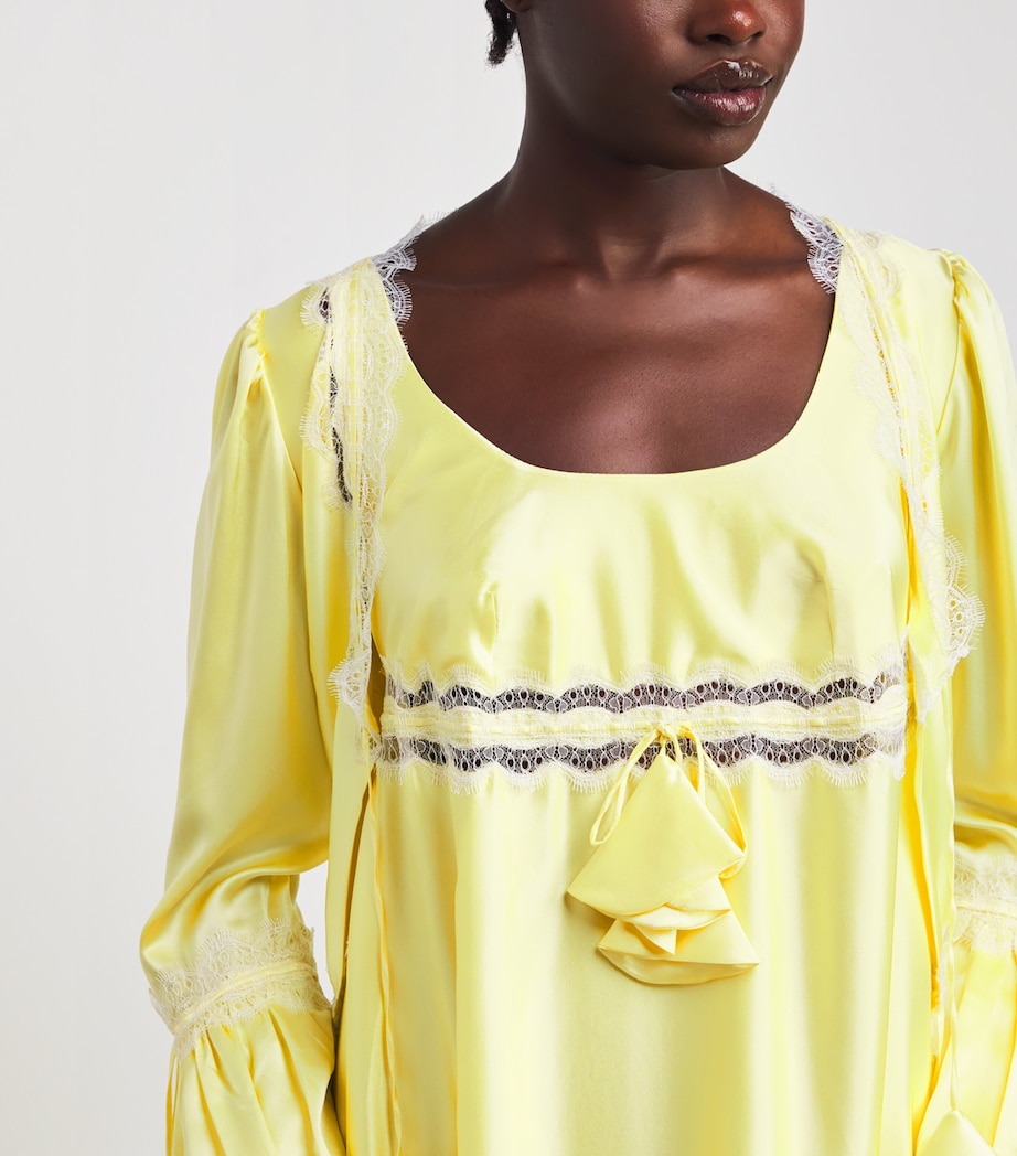 Silk Lace-Trim Carmen Nightdress BUTTERMILK/WHIT Image 6