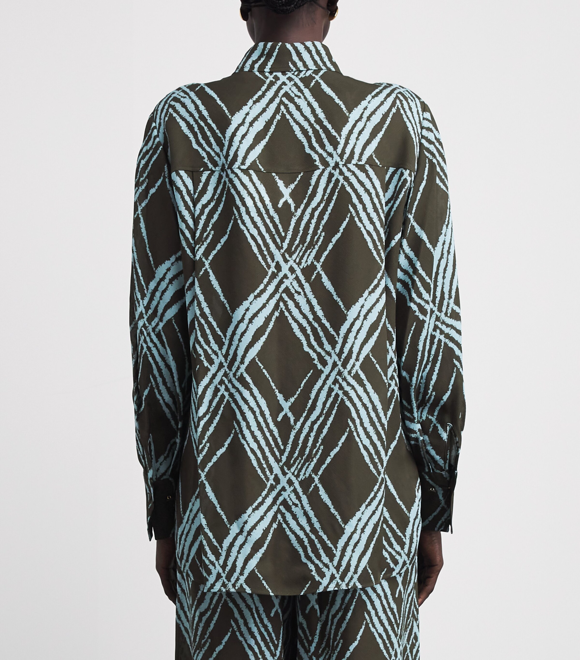 Joseph Womens Geometric Sina Shirt Palm Leaf/chambray Image 5