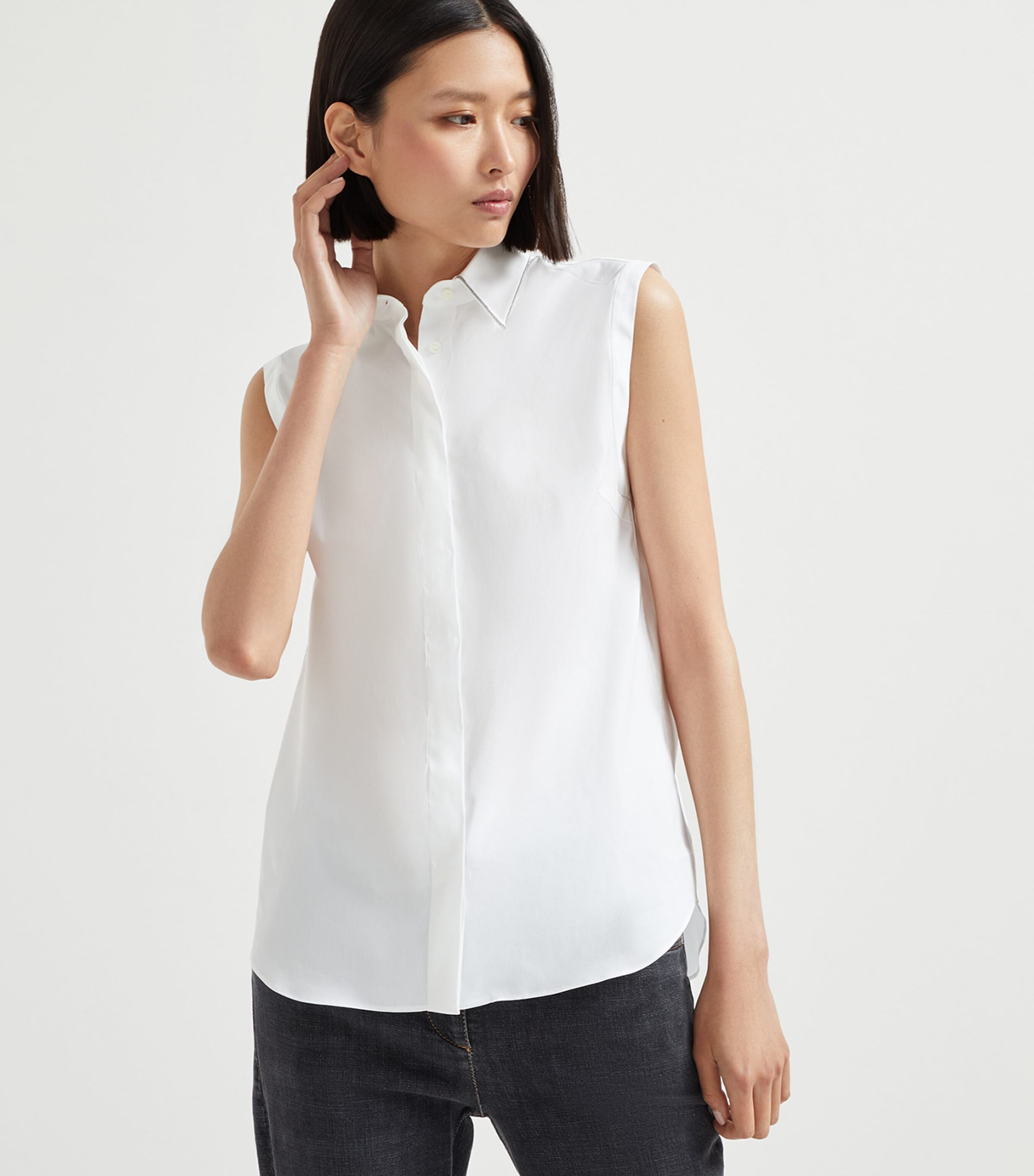 Brunello Cucinelli Womens Stretch-Cotton Poplin Monili Shirt Image 2
