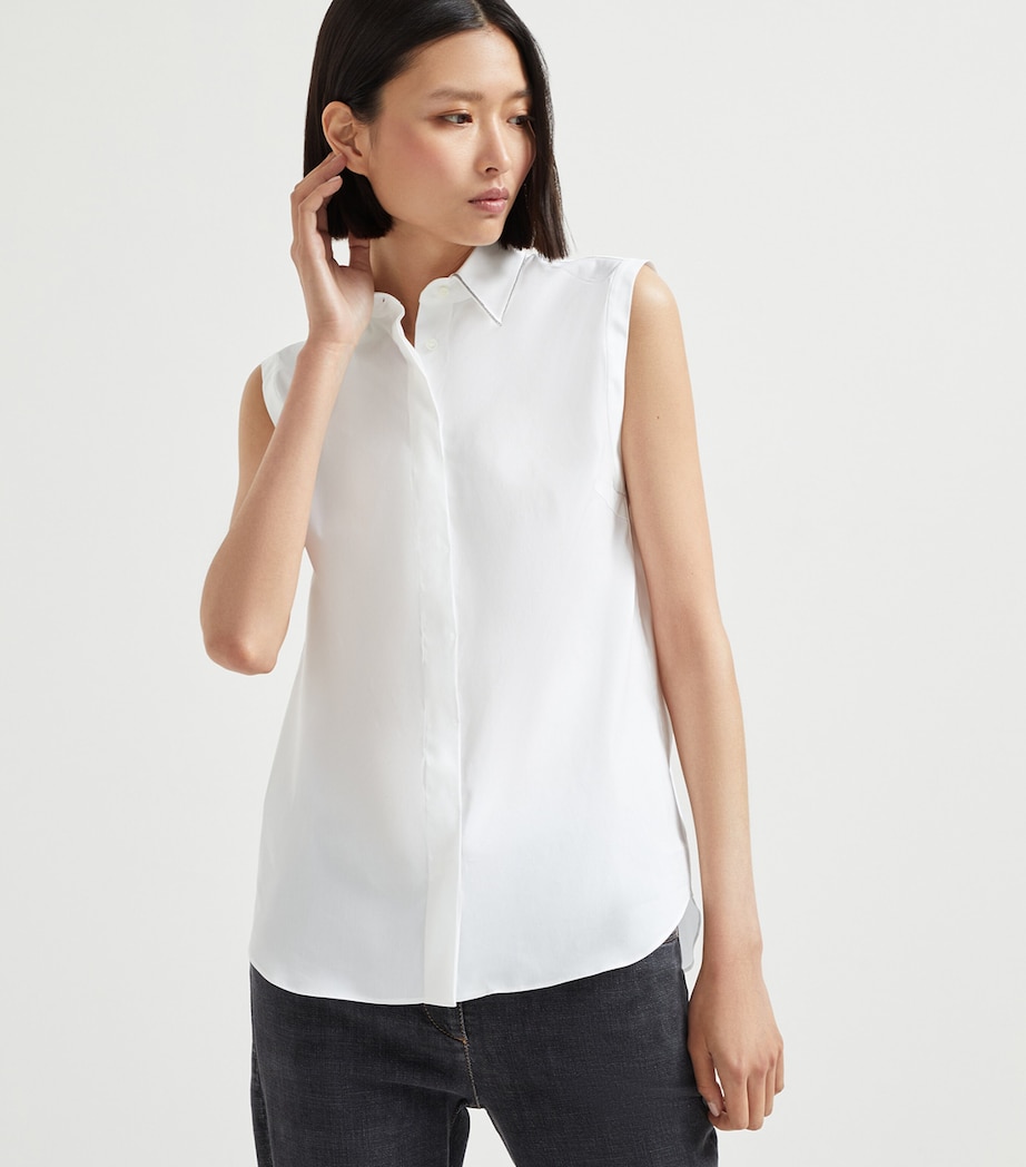 Brunello Cucinelli Womens Stretch-Cotton Poplin Monili Shirt Image 2
