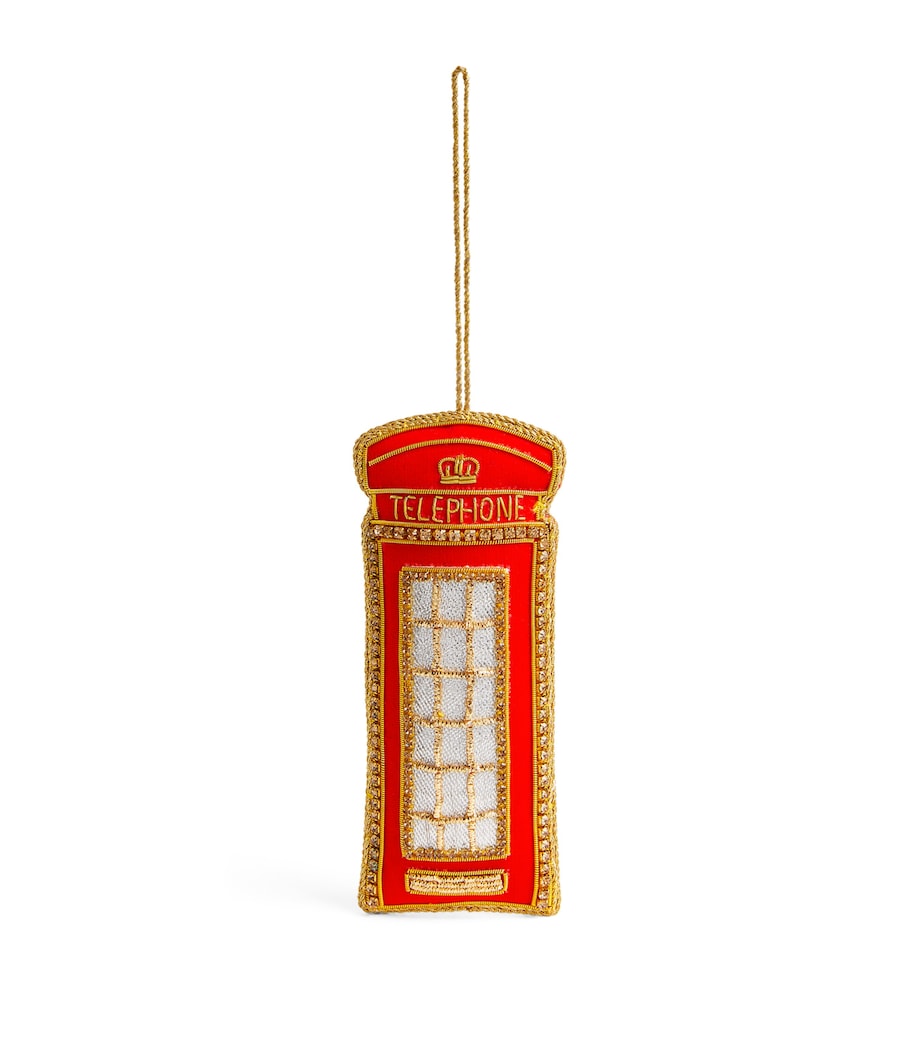 Crystal-Trim Telephone Box Tree Decoration RED/GOLD Image 1