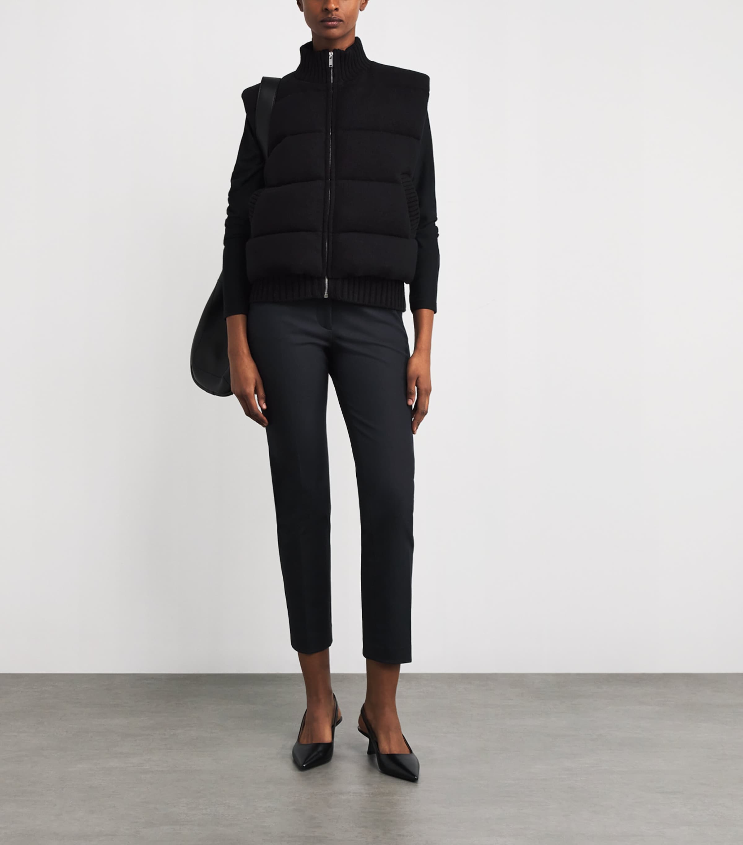 Merino Wool Down Puffer Gilet BLACK Image 2