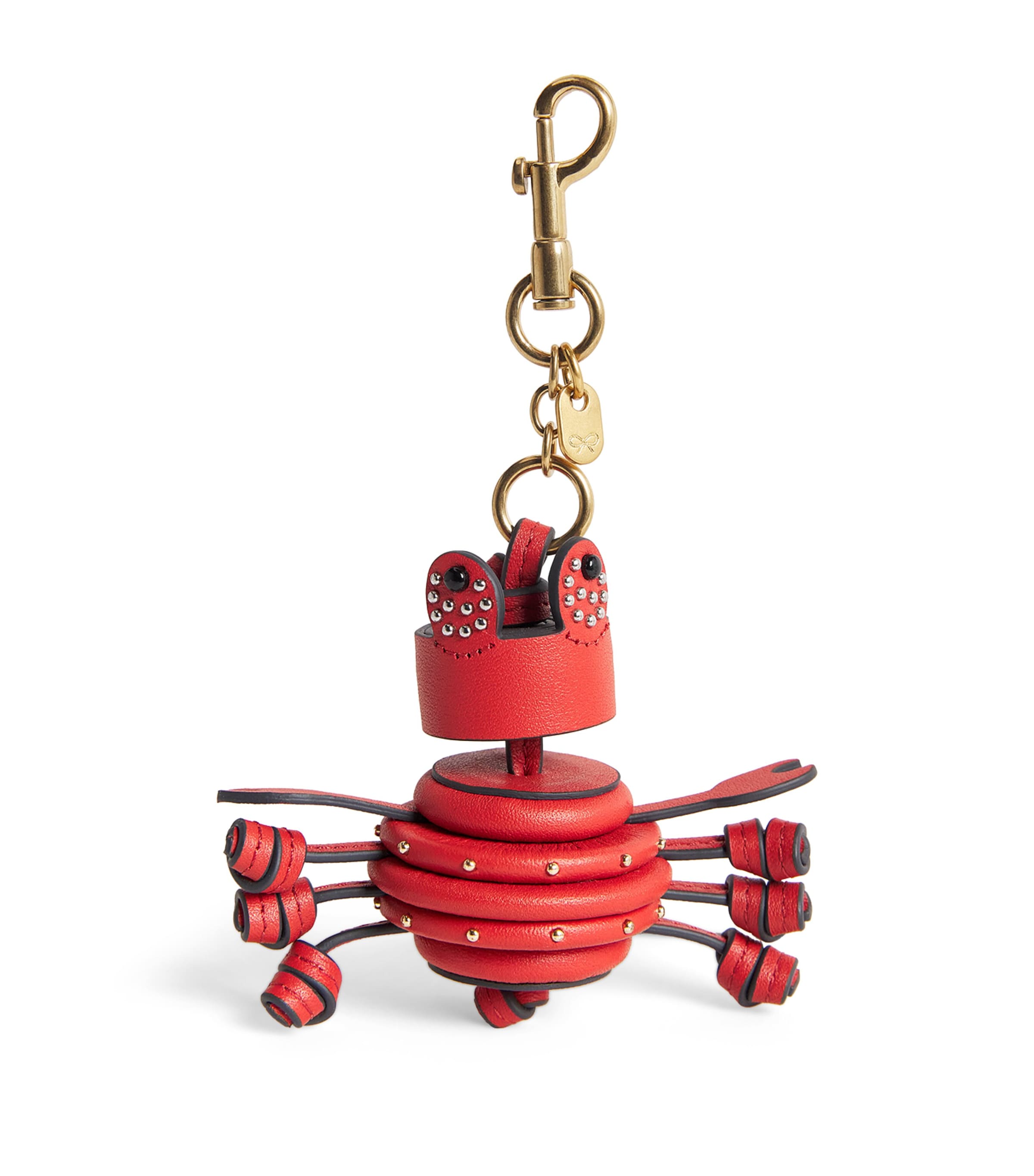 Anya Hindmarch Raffia Leather-Detail Crab Keyring Tomato Image 1