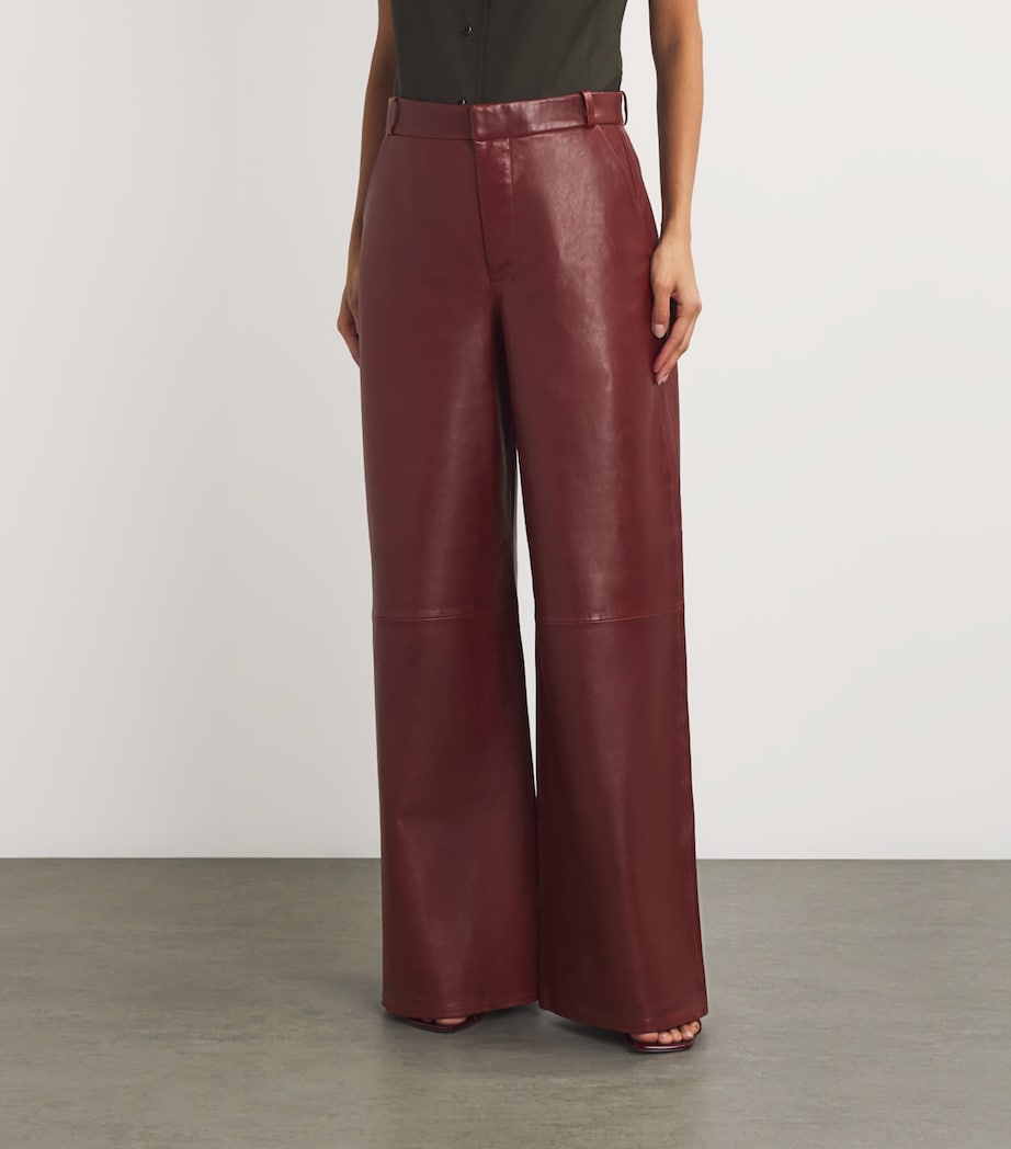 The Wide Leather Trousers SYRAH RED Image 3