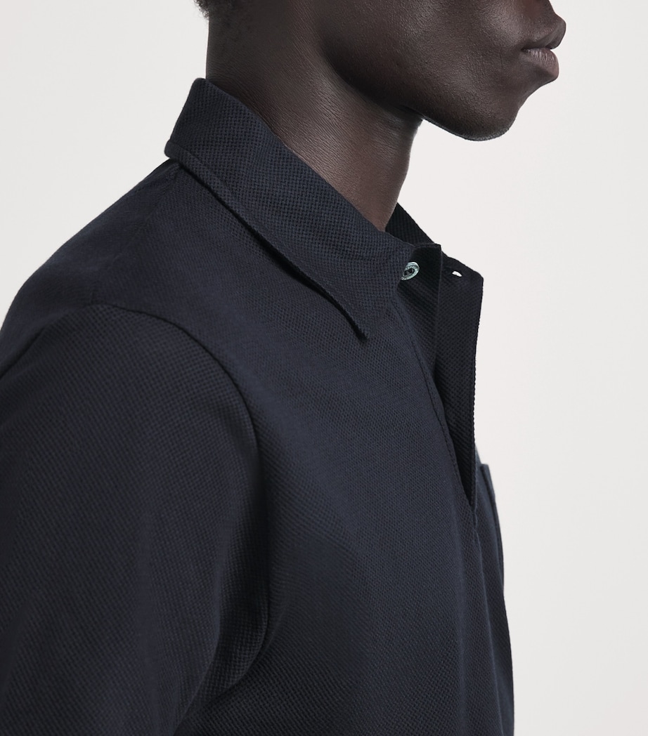 Sunspel Mens Sea Island Cotton Riviera Polo Shirt Buvn Midnight N Image 3
