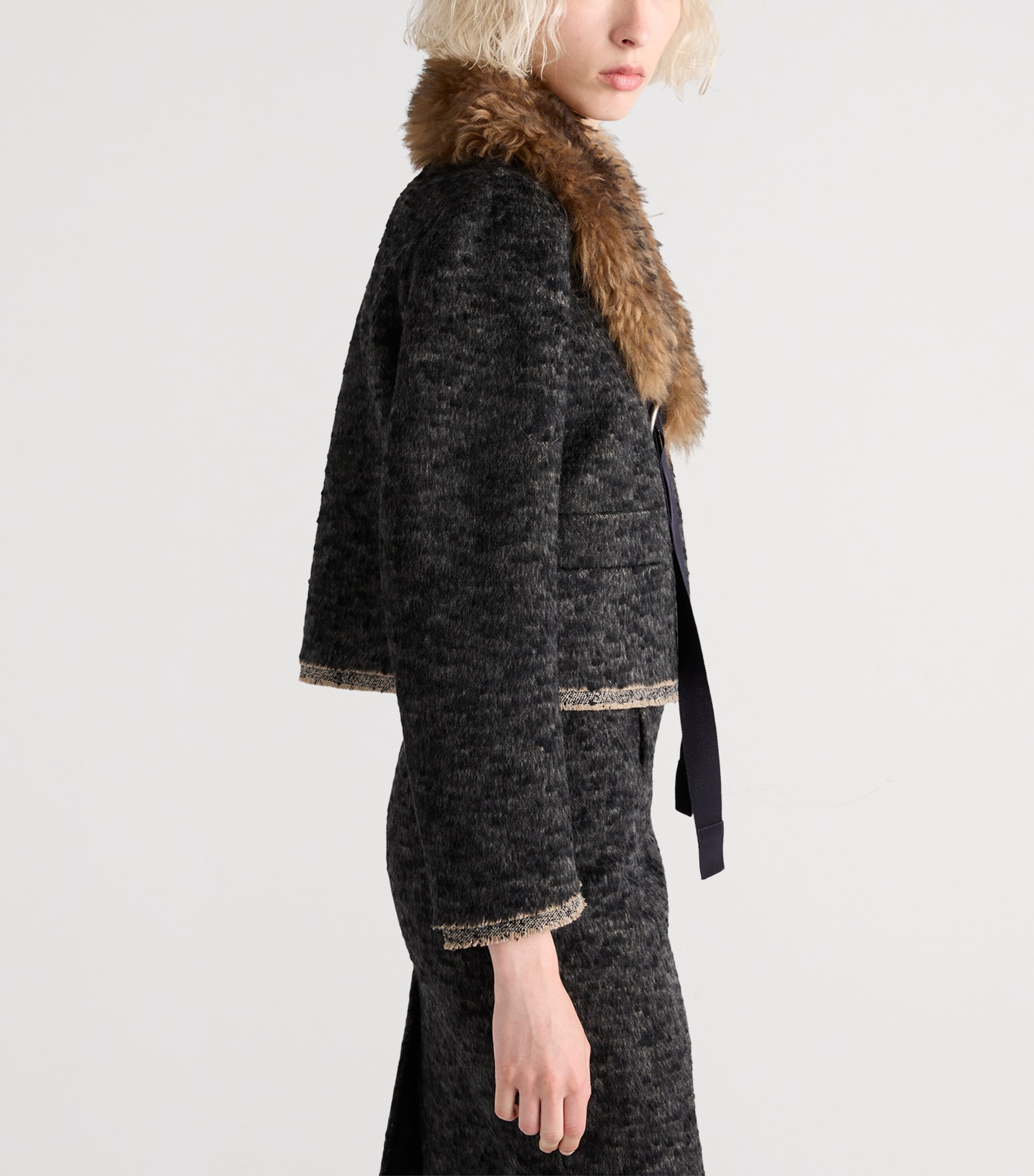 Wool-Blend Double Tweed Jacket F0308 Image 3