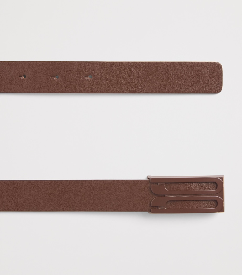 Leather B-Buckle Belt DARK BROWN Image 4