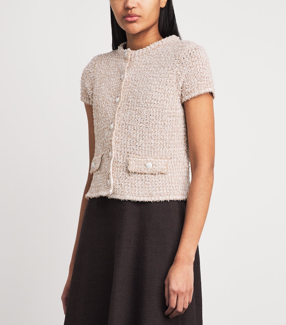 ME+EM Womens Organic Cotton-Blend Tweed Cardigan Cream/white Image 4