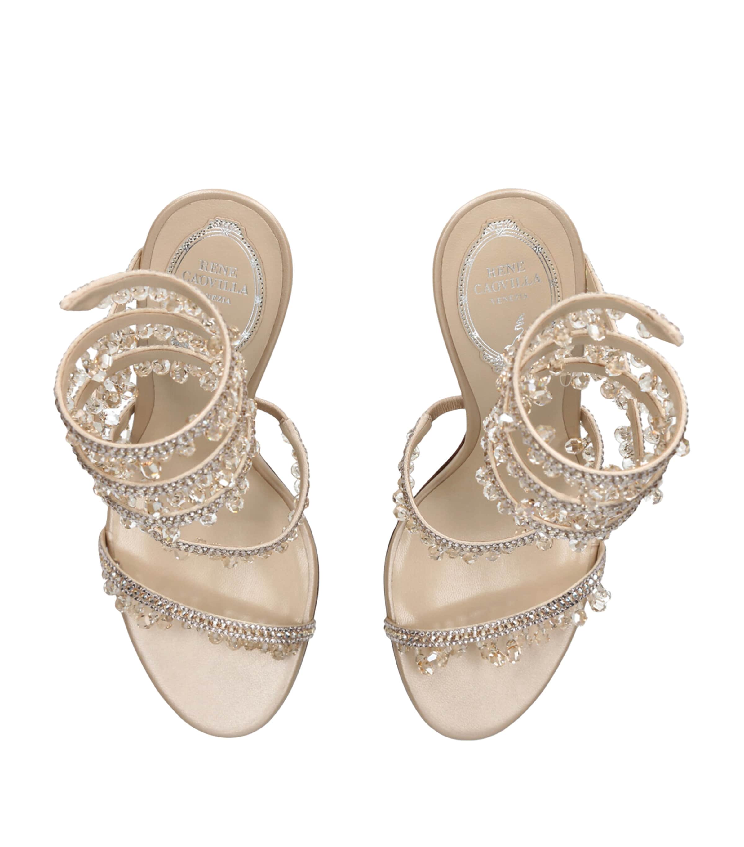 Embellished Chandelier Sandals 105 BEIGE Image 4