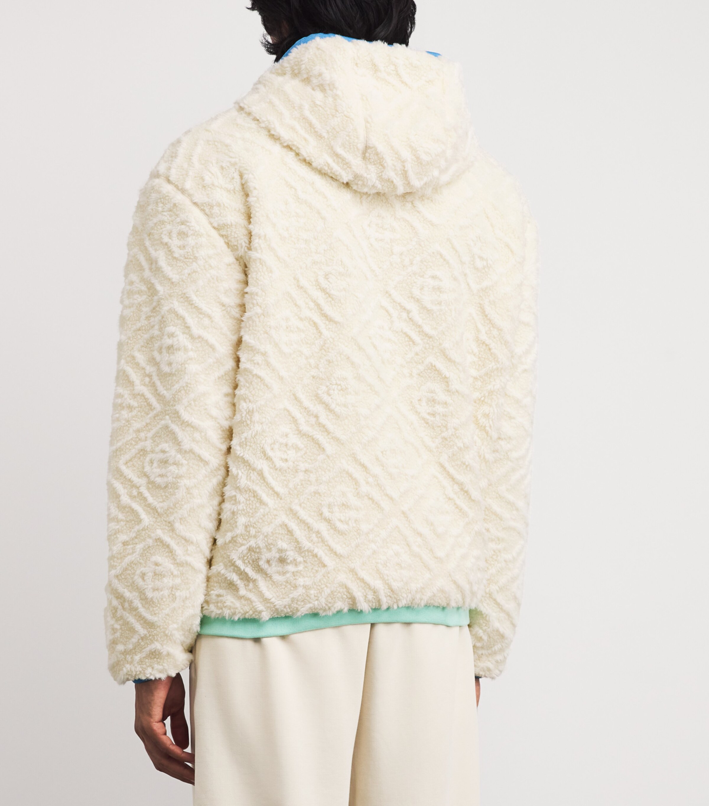 Casablanca Mens Monogram Jacquard Oversized Fleece Jacket Off White Image 4