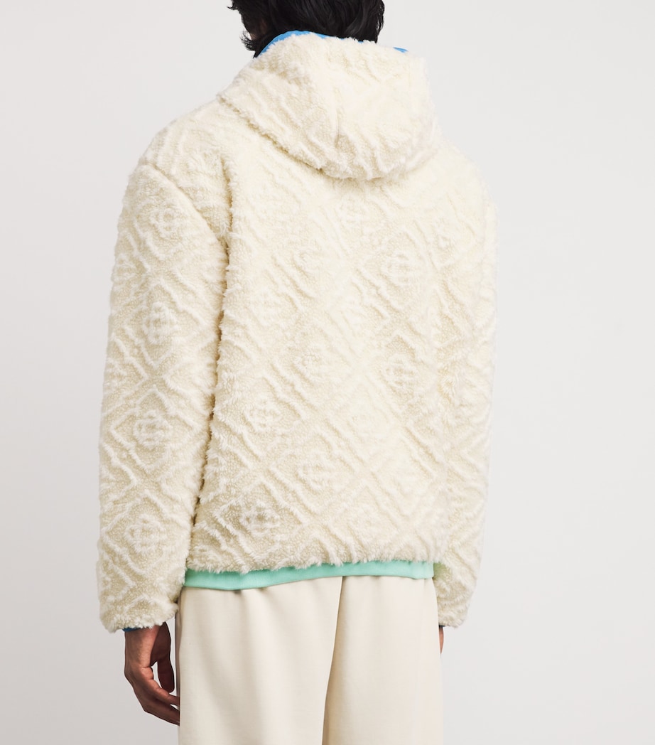 Casablanca Mens Monogram Jacquard Oversized Fleece Jacket Off White Image 4