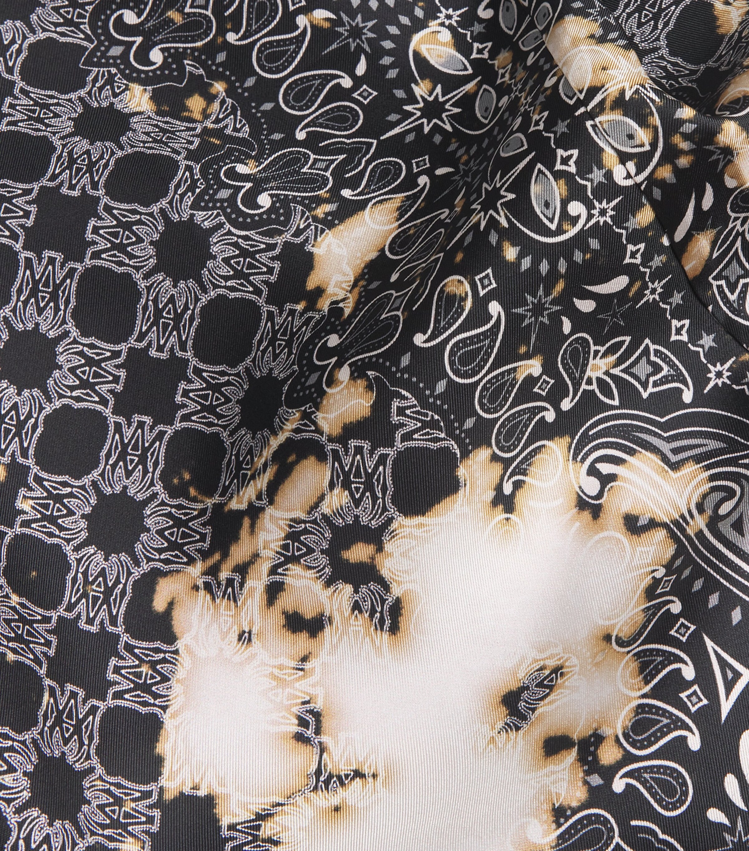 Silk Bleached Bandana Bowling Shirt BLACK Image 5