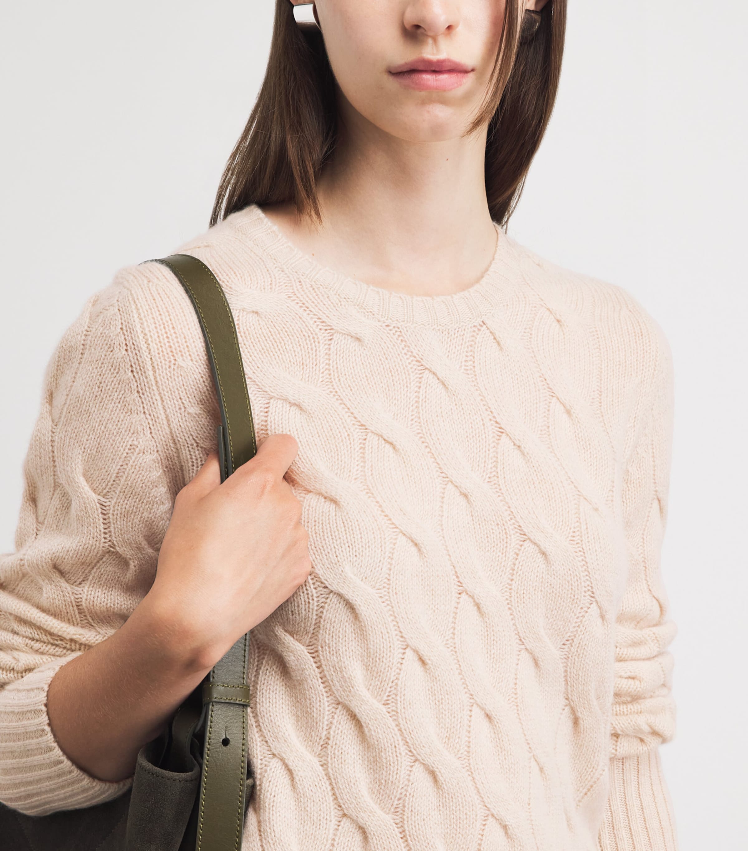 Johnstons Of Elgin Womens Cashmere Cable-Knit Sweater Natural Image 3