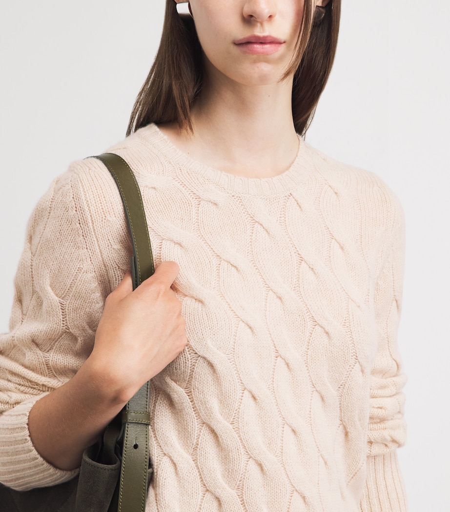 Johnstons Of Elgin Womens Cashmere Cable-Knit Sweater Natural Image 3