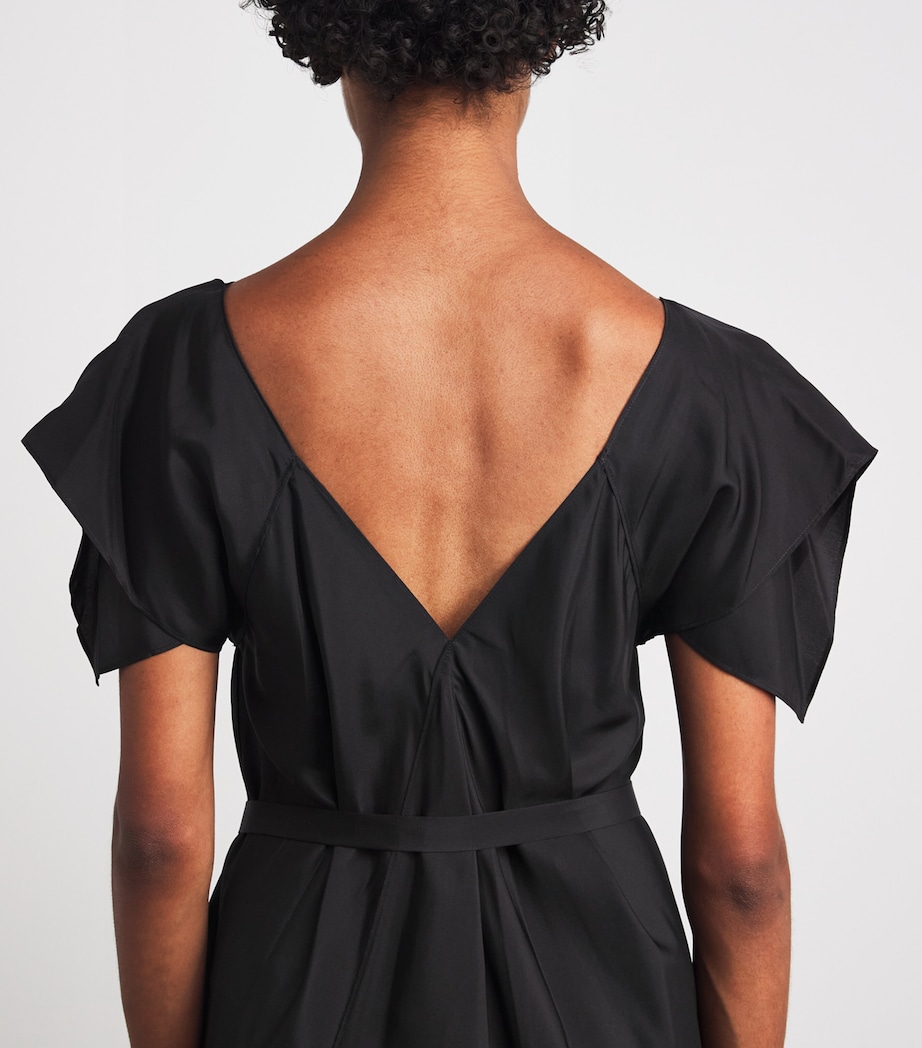 Silk Plumet Maxi Dress BLACK Image 7