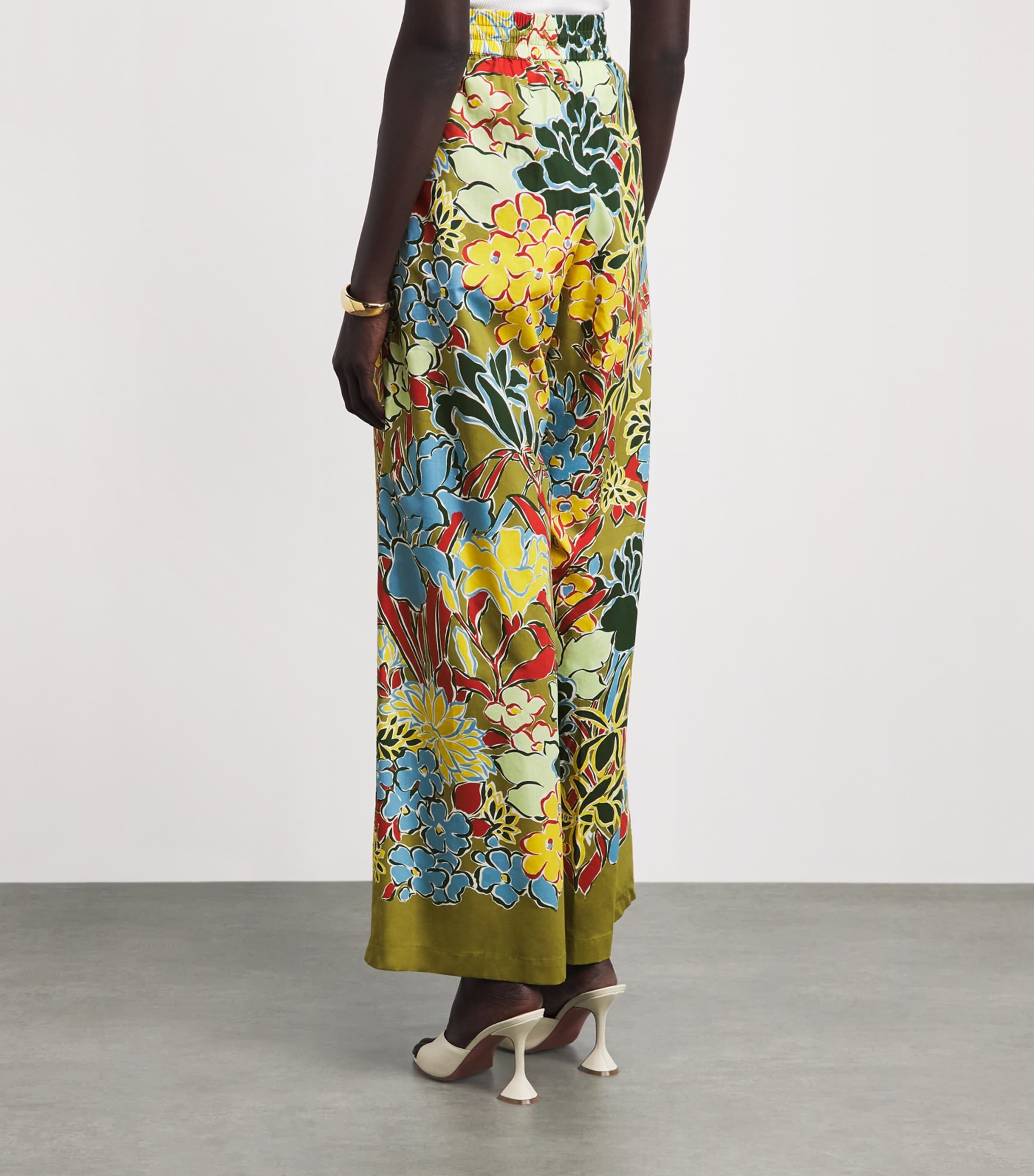 ALEMAIS Womens Floral Solstice Wide-Leg Trousers Image 5