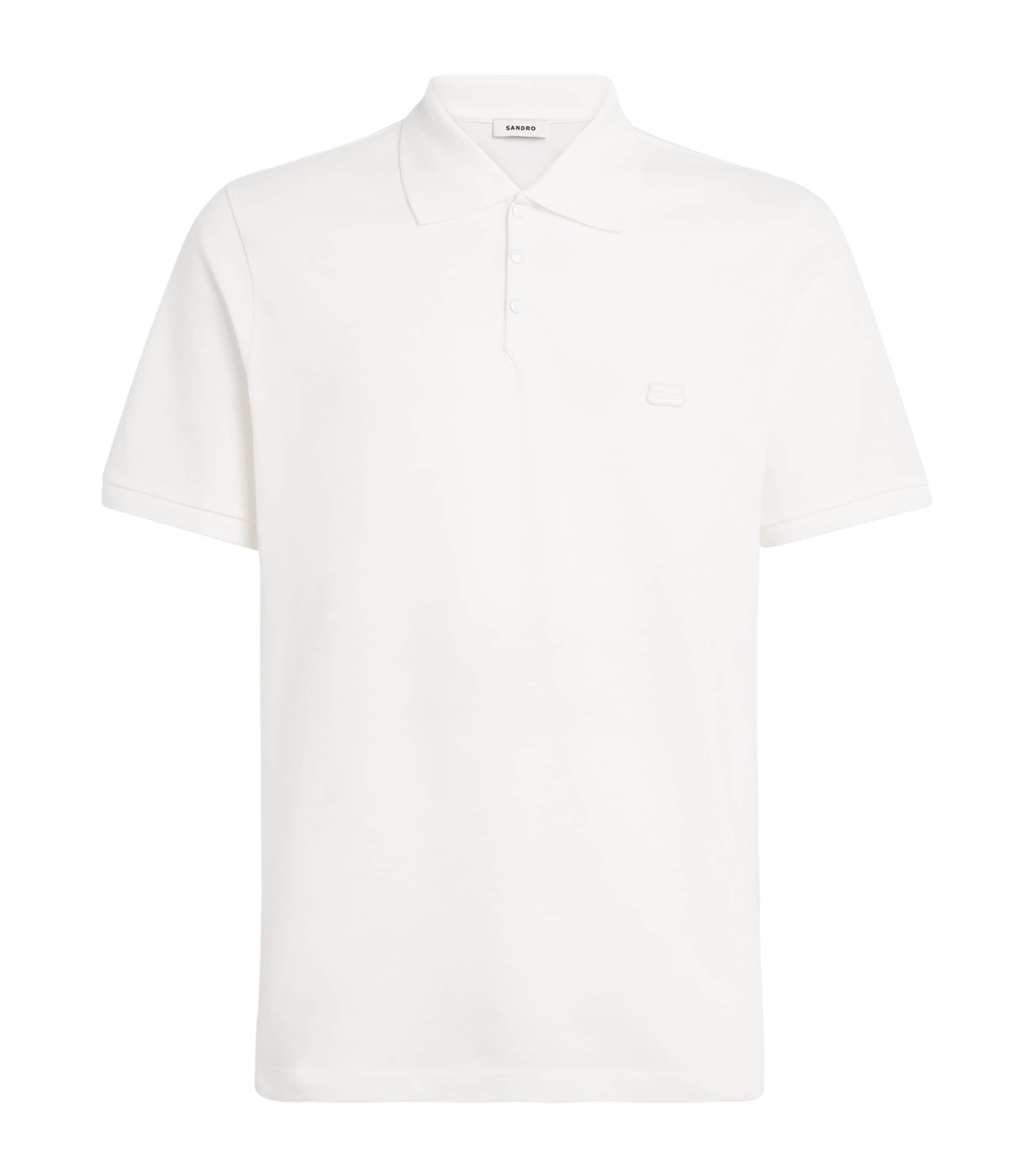Sandro Paris Mens Cotton Logo Polo Shirt White Image 1