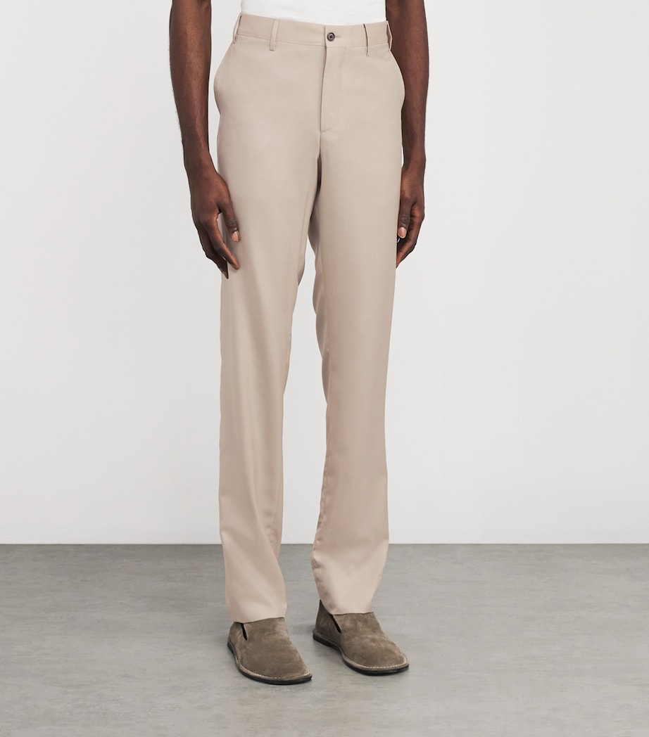 Corneliani Mens Virgin Wool-Silk Trousers Natural / Beige Image 3